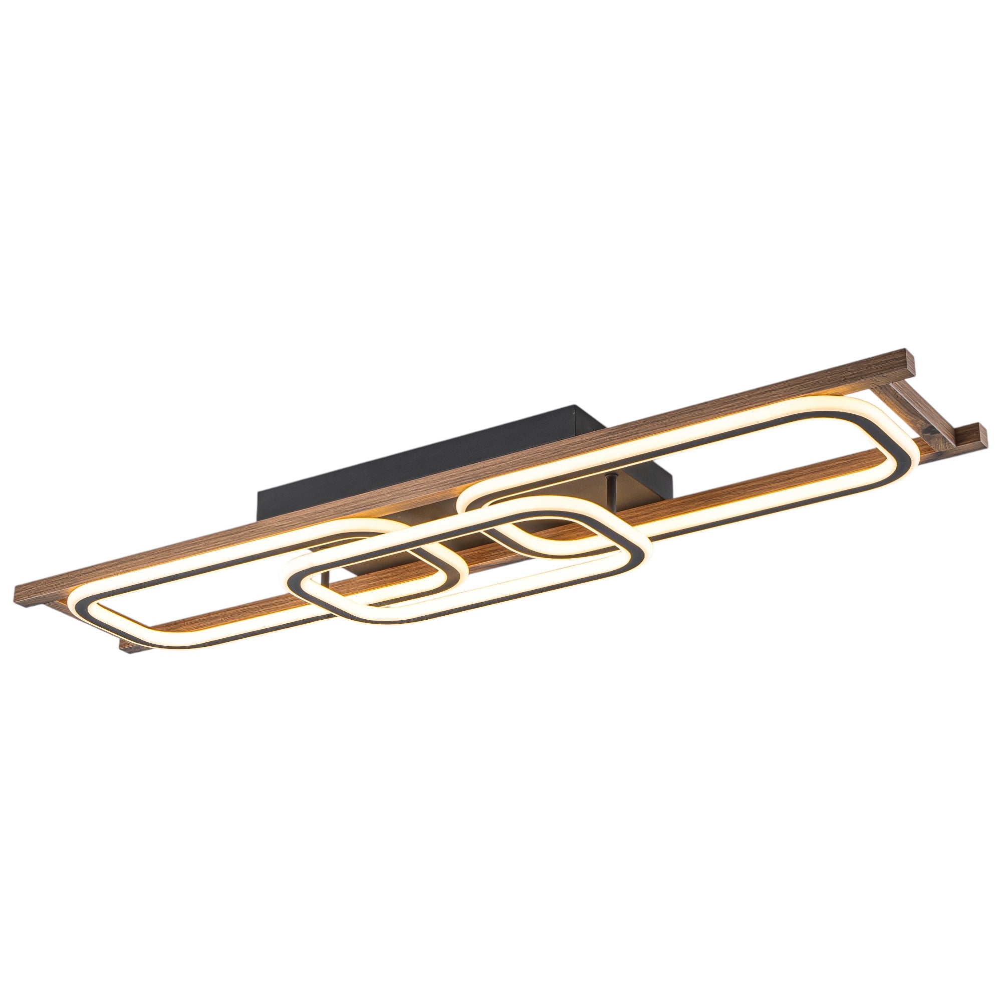 Glowlings 1/2/3-Light Farmhouse Rounded Rectangular LED Wood Flush Mount Celiling Light