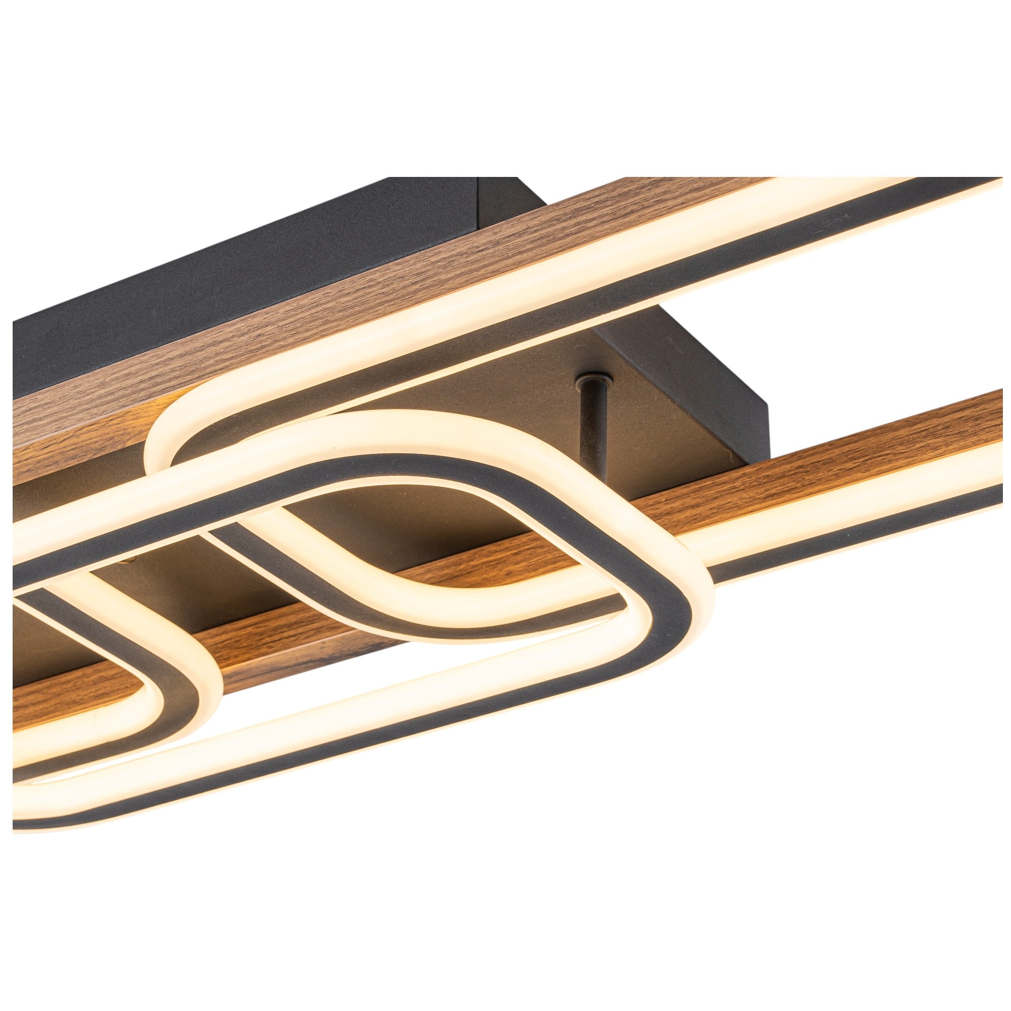 Glowlings 1/2/3-Light Farmhouse Rounded Rectangular LED Wood Flush Mount Celiling Light