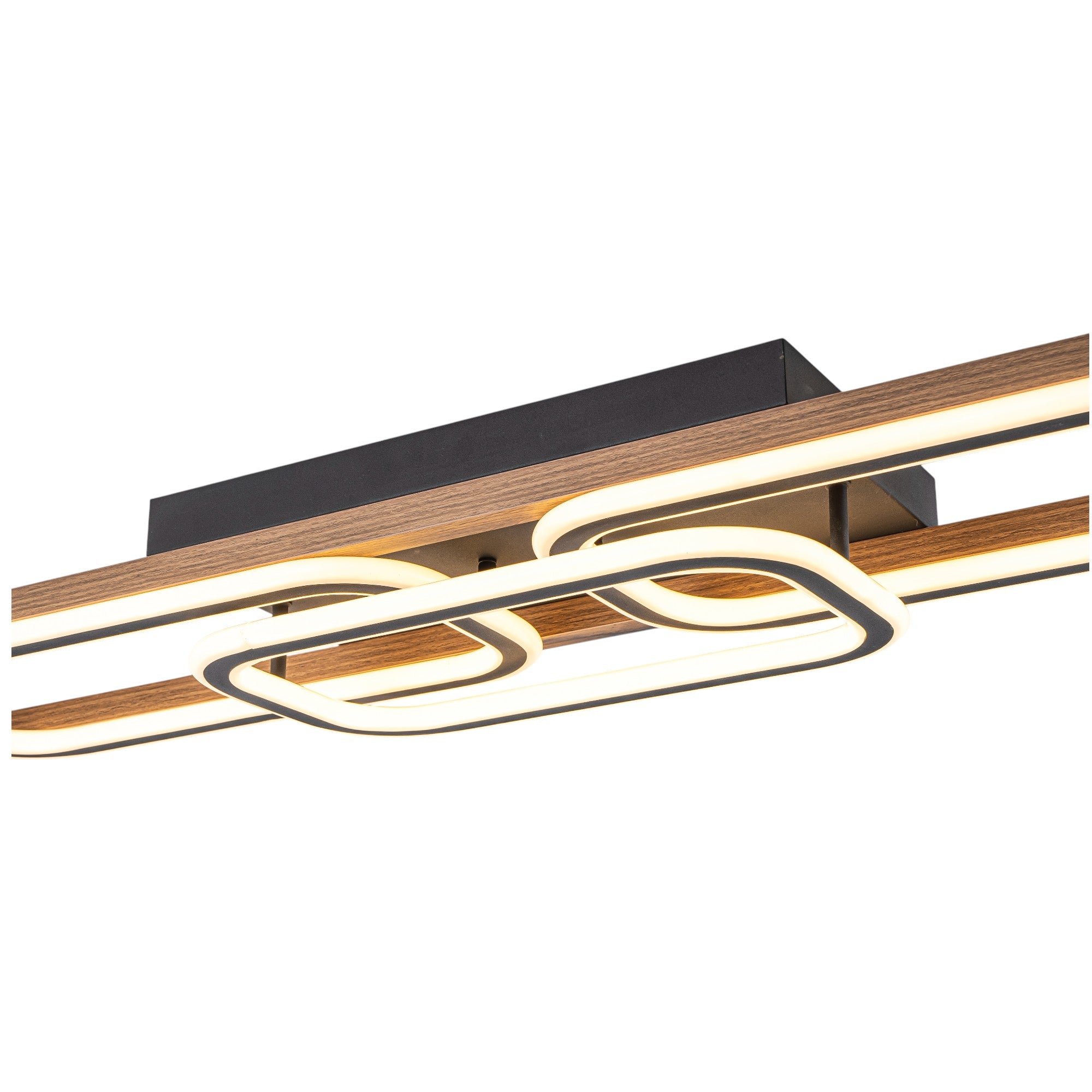 Glowlings 1/2/3-Light Farmhouse Rounded Rectangular LED Wood Flush Mount Celiling Light