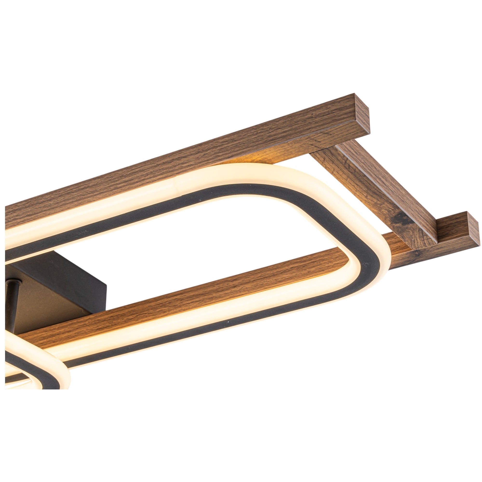 Glowlings 1/2/3-Light Farmhouse Rounded Rectangular LED Wood Flush Mount Celiling Light