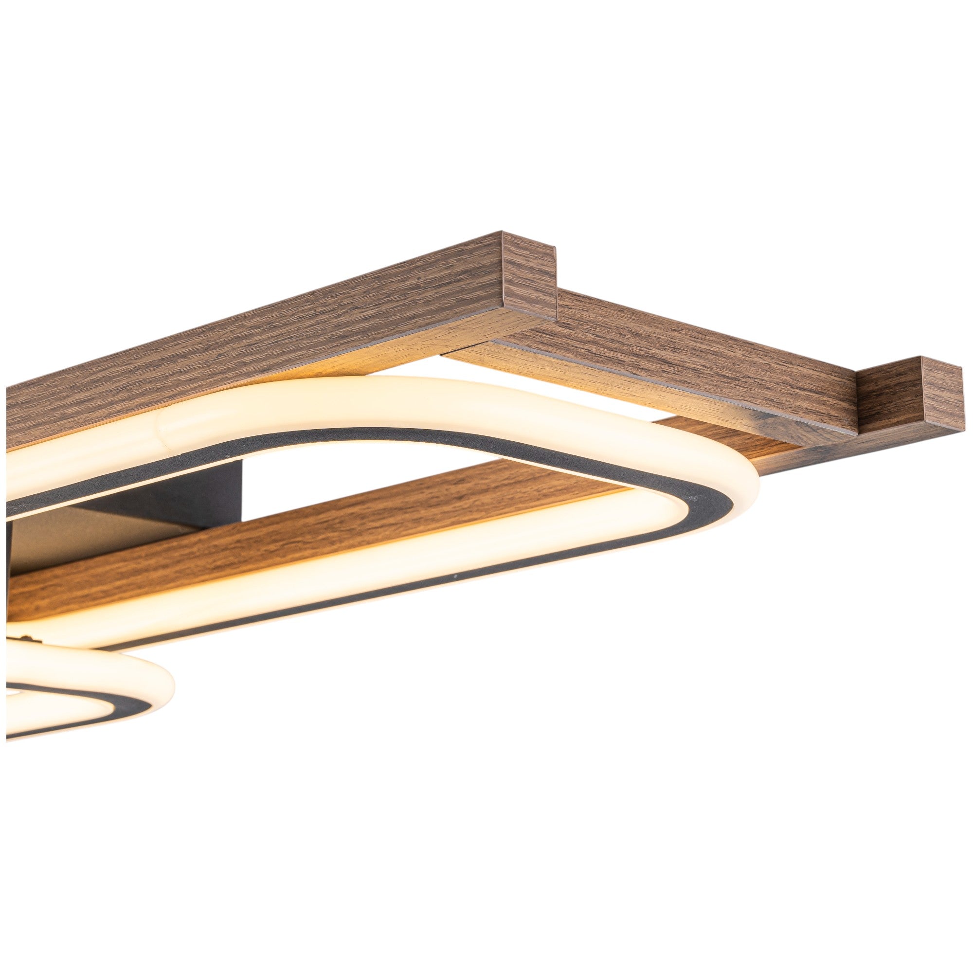 Glowlings 1/2/3-Light Farmhouse Rounded Rectangular LED Wood Flush Mount Celiling Light