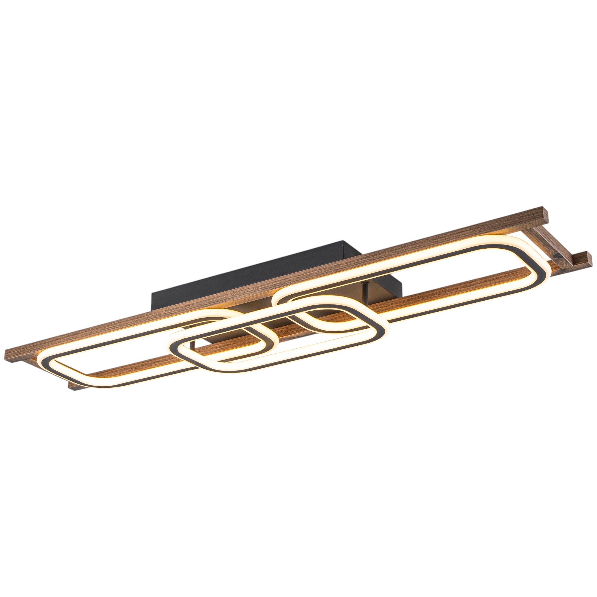 Glowlings 1/2/3-Light Farmhouse Rounded Rectangular LED Wood Flush Mount Celiling Light