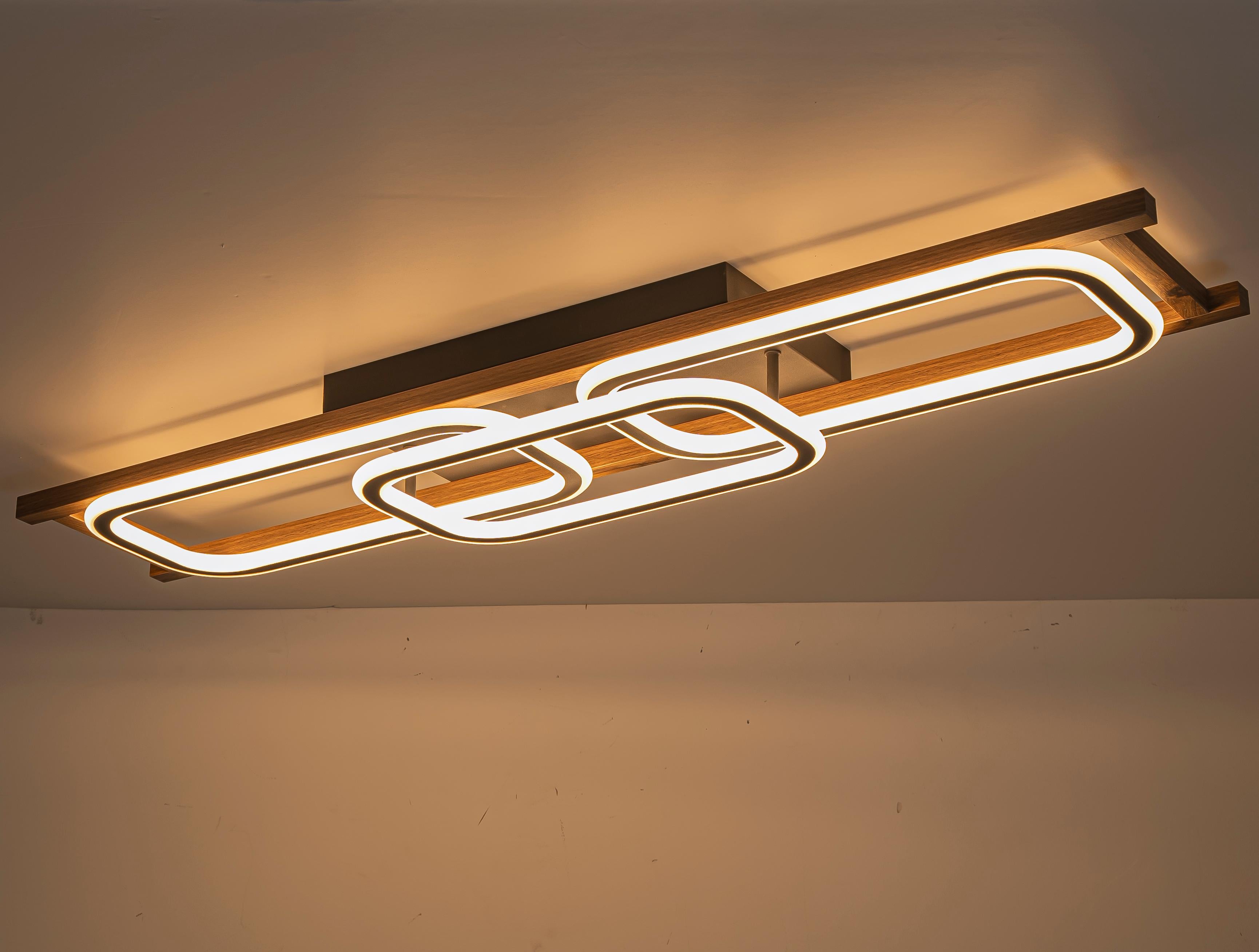 Glowlings 1/2/3-Light Farmhouse Rounded Rectangular LED Wood Flush Mount Celiling Light
