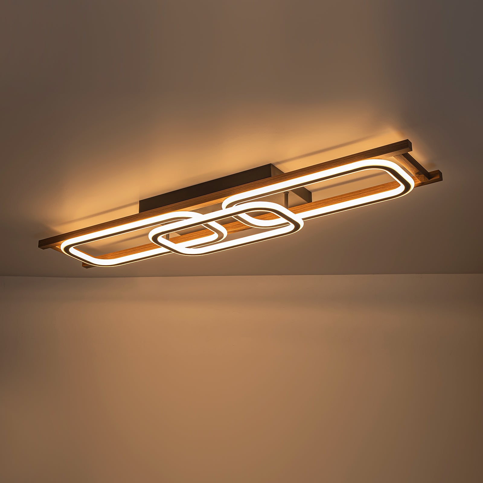 Glowlings 1/2/3-Light Farmhouse Rectangular LED Wood Flush Mount Celiling Light