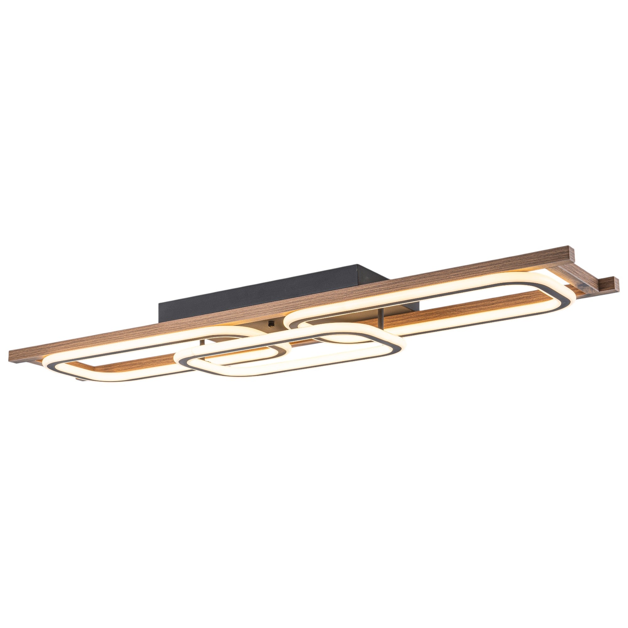 Glowlings 1/2/3-Light Farmhouse Rounded Rectangular LED Wood Flush Mount Celiling Light