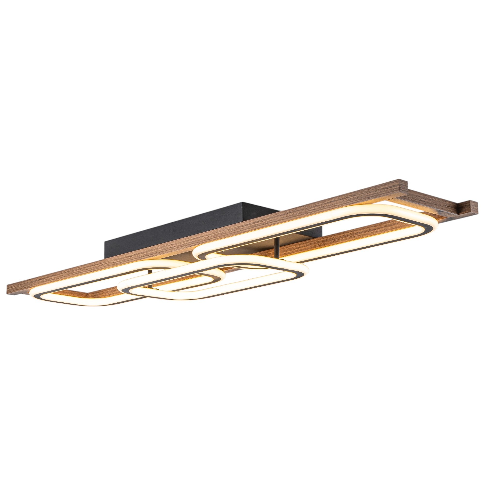 Glowlings 1/2/3-Light Farmhouse Rounded Rectangular LED Wood Flush Mount Celiling Light