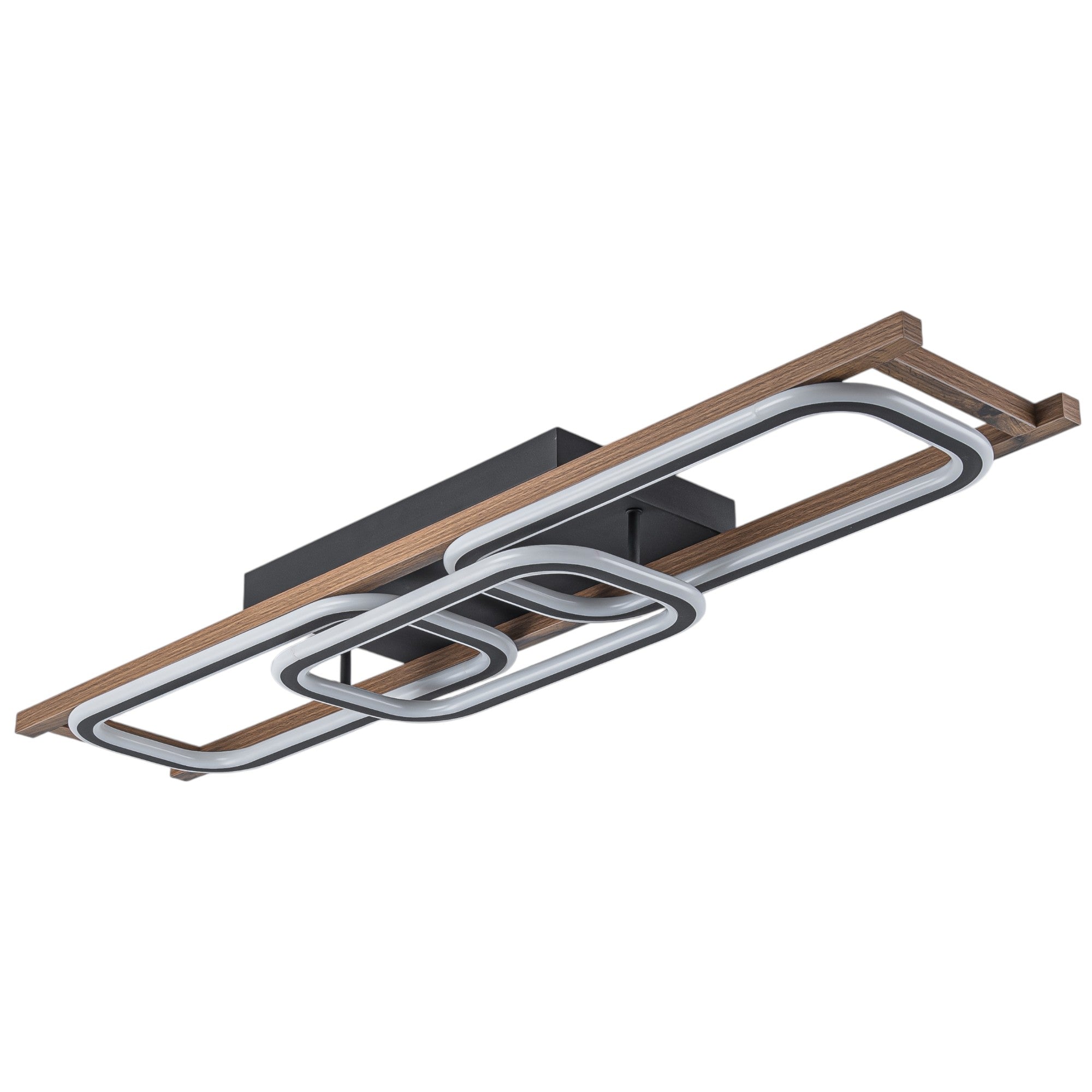 Glowlings 1/2/3-Light Farmhouse Rounded Rectangular LED Wood Flush Mount Celiling Light