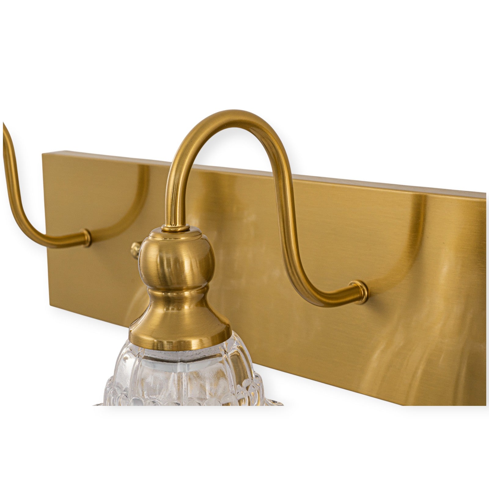 Glowlings 3/4-flammige Badezimmer-Waschtischleuchte im Vintage-Stil, Antik-Bronze, Glas, blumenförmig, über dem Spiegel