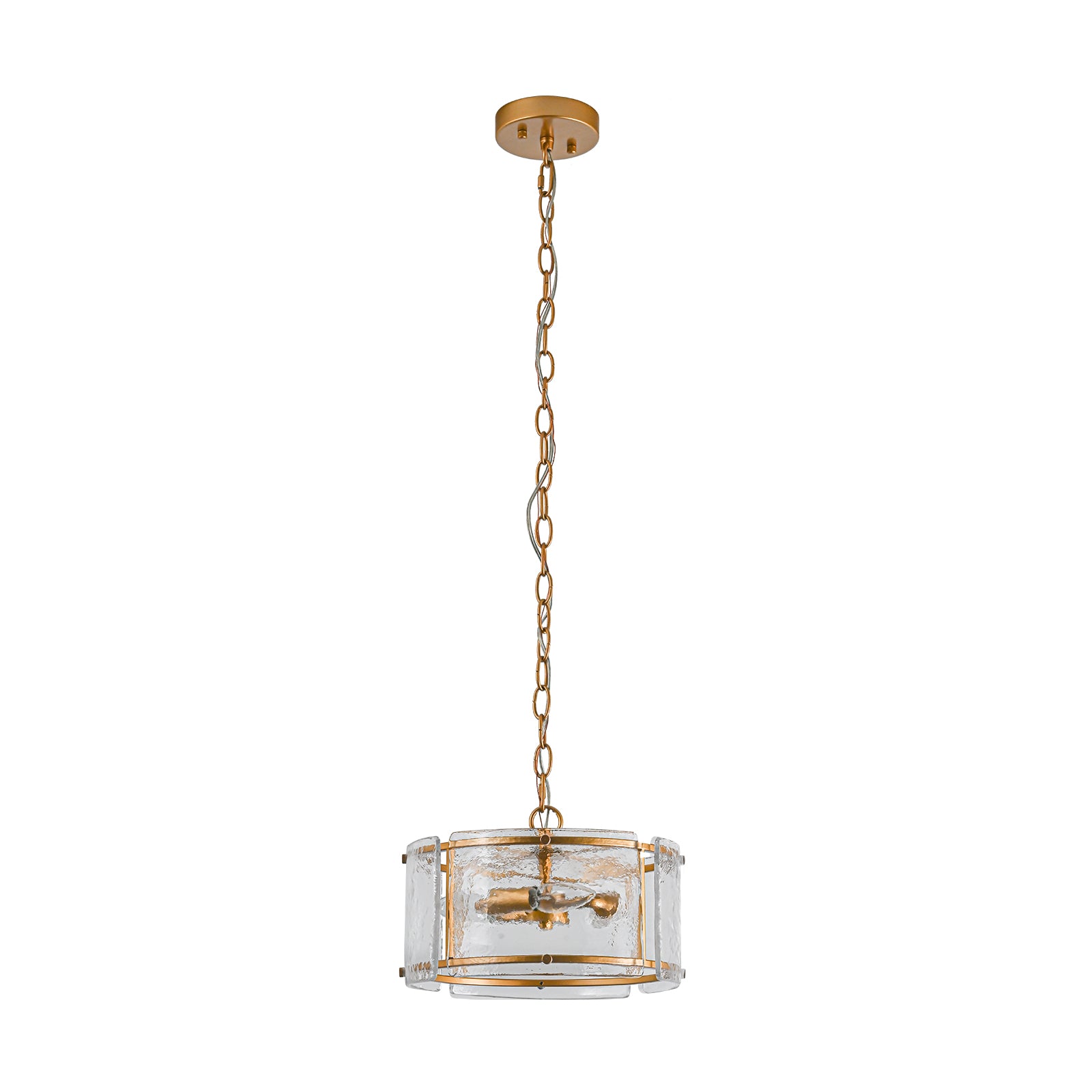 Glowlings 3-Light Modern 12"Wide Small Textured Water Ripple Clear Glass Chandelier