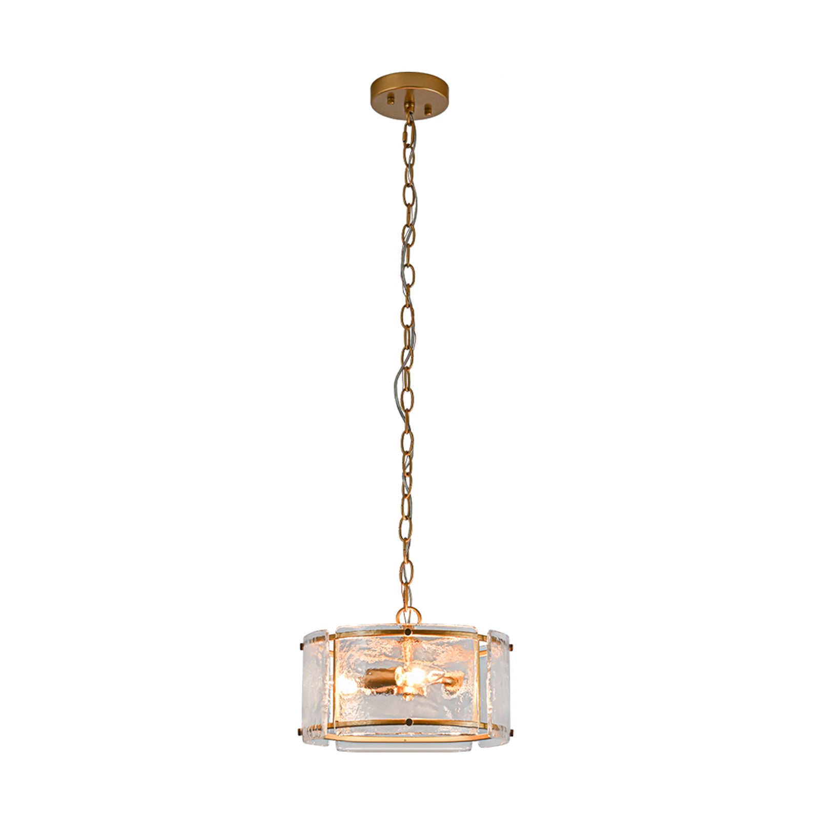 Glowlings 3-Light Modern 12"Wide Small Textured Water Ripple Clear Glass Chandelier