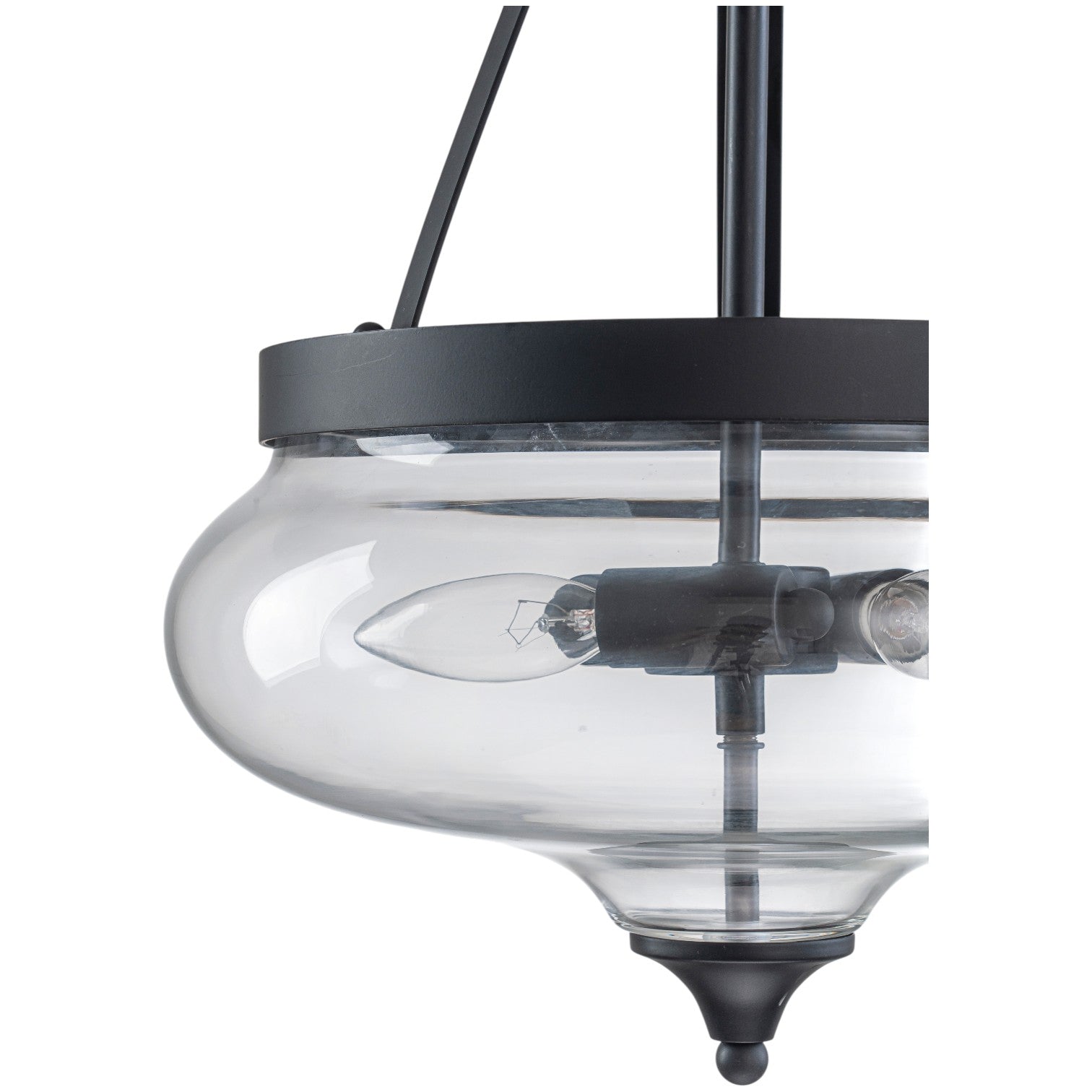 Glowlings 3-Light Industrial Black Bowl Clear Glass Pendant Light Kitchen Island Chandelier