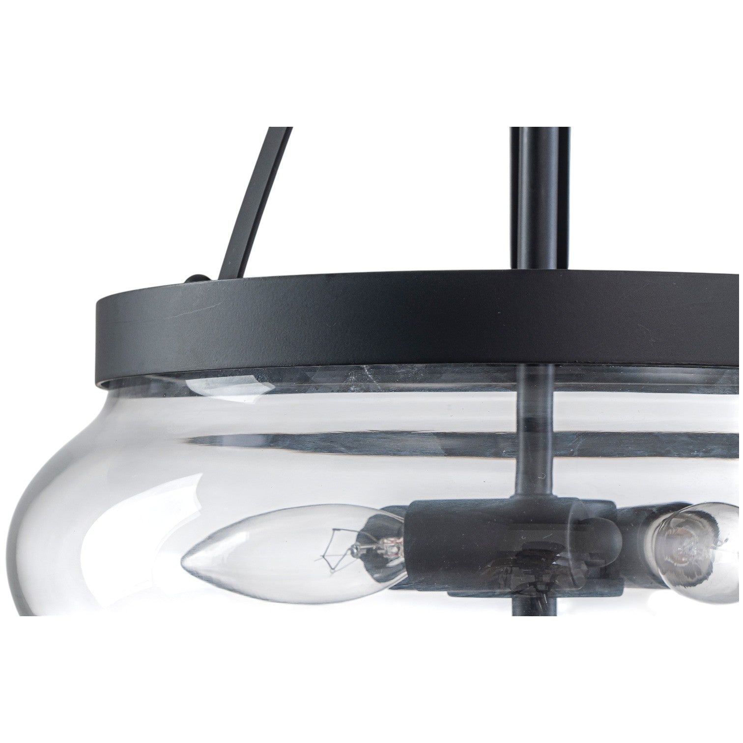 Glowlings 3-Light Industrial Black Bowl Clear Glass Pendant Light Kitchen Island Chandelier