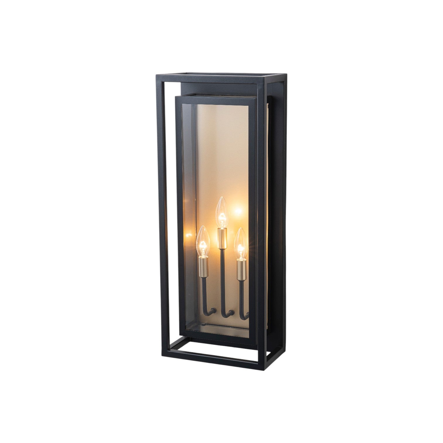 Glowlings 3-Light Industrial 25"High IP23 Candle Wall Lantern with Clear Glass Outdoor Wall Sconce
