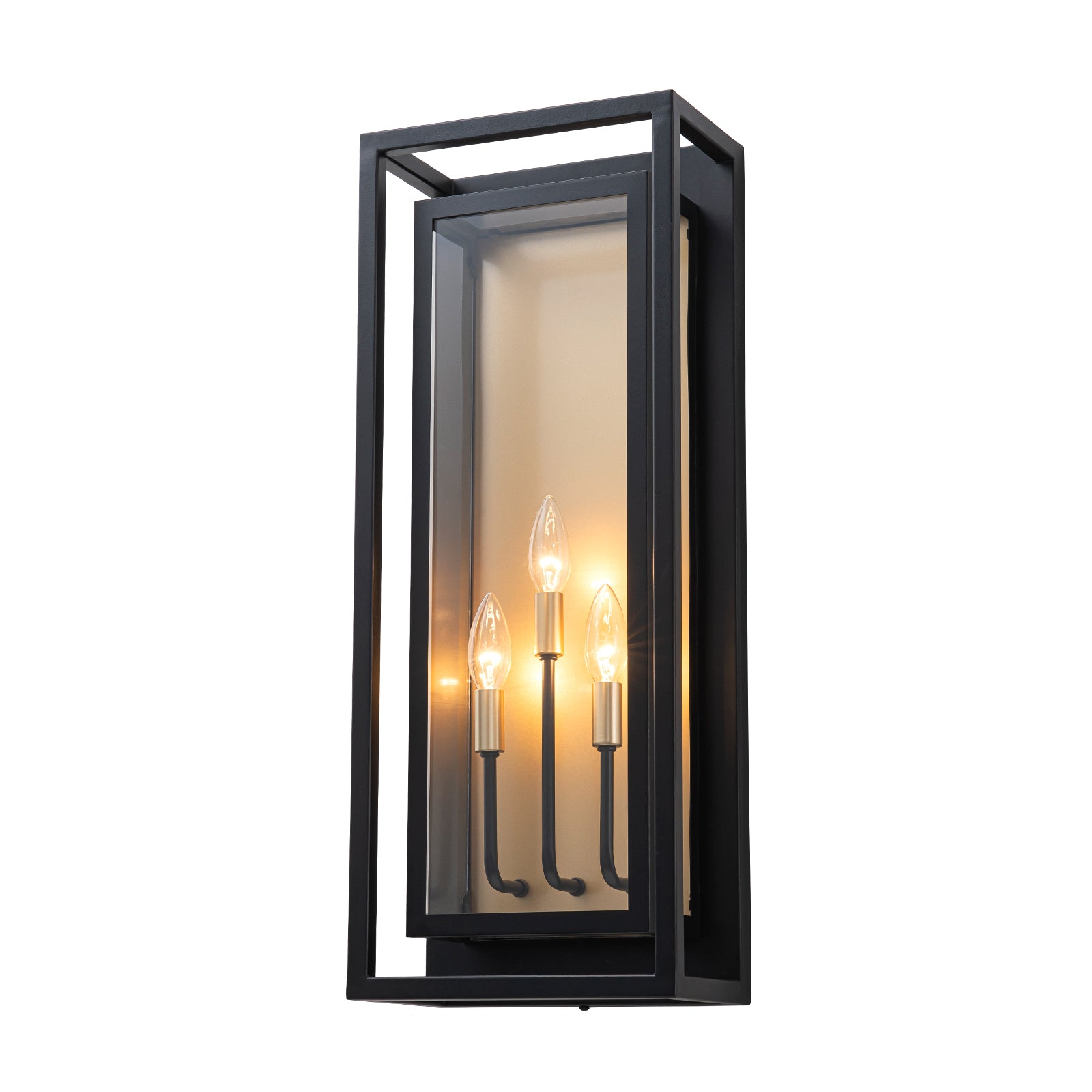 Glowlings 3-Light Industrial 25"High IP23 Candle Wall Lantern with Clear Glass Outdoor Wall Sconce