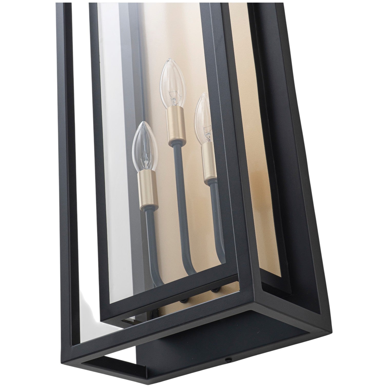 Glowlings 3-Light Industrial 25"High IP23 Candle Wall Lantern with Clear Glass Outdoor Wall Sconce