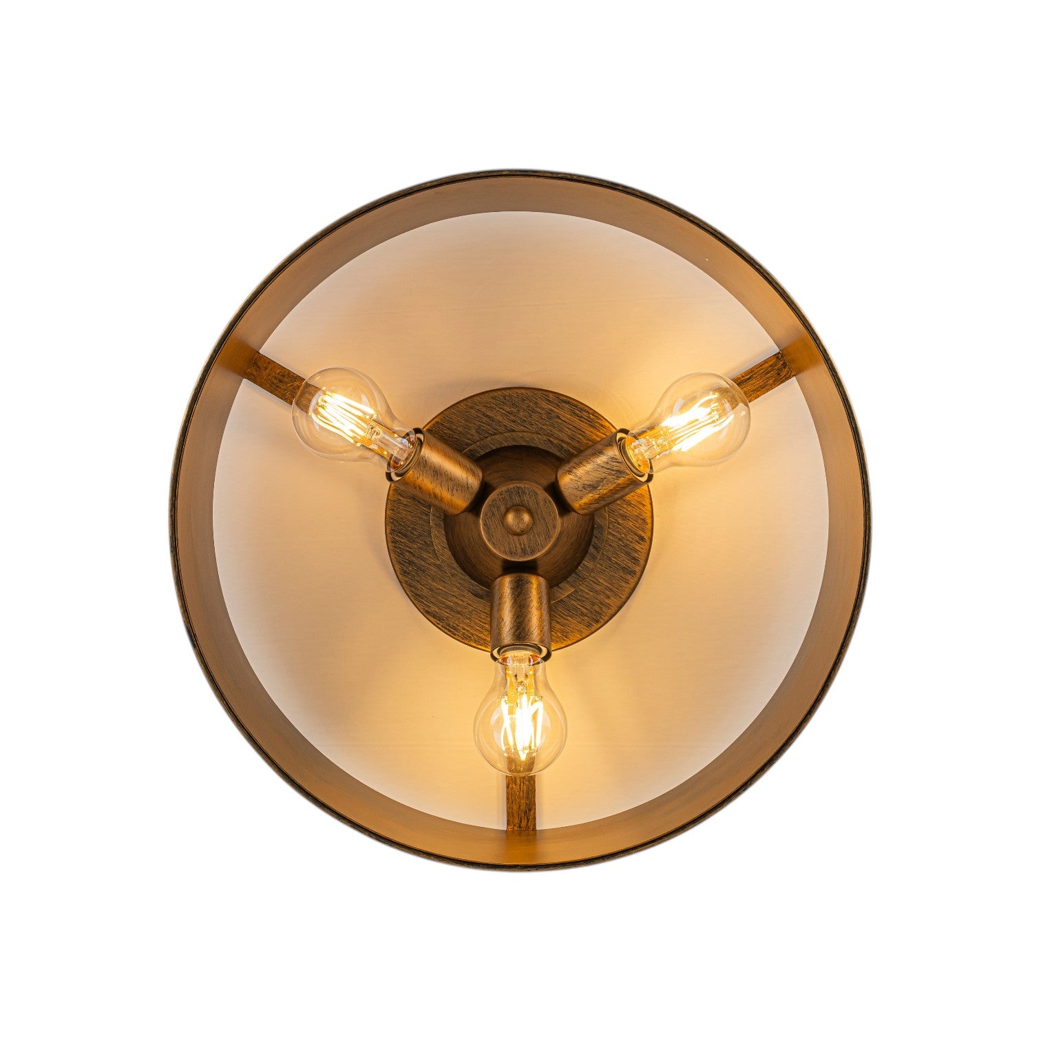 Glowlings 3-Light Industrial Metal Antique Bronze Rustic Drum Flush Mount Ceiling Light