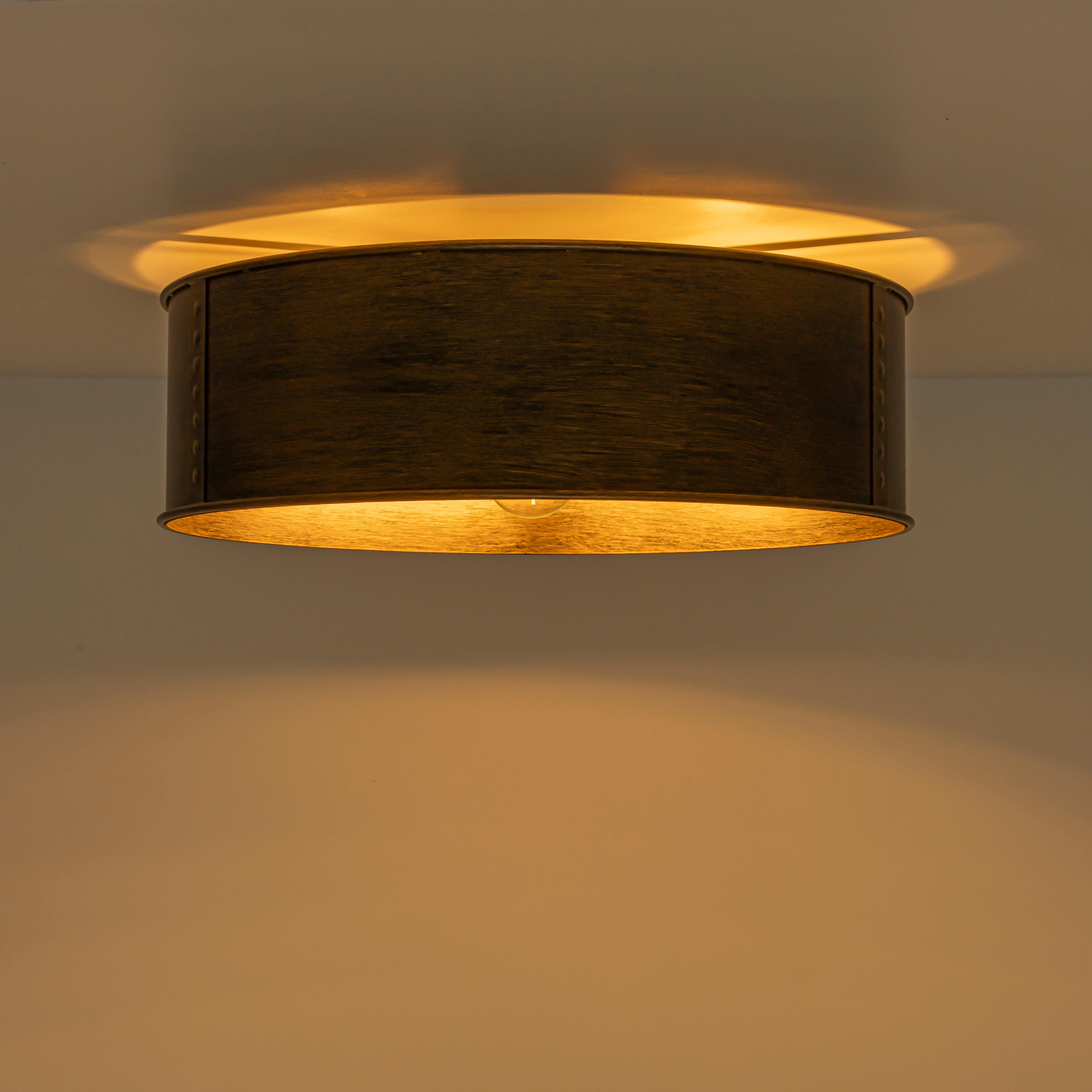 Glowlings 3-Light Industrial Metal Antique Bronze Rustic Drum Flush Mount Ceiling Light