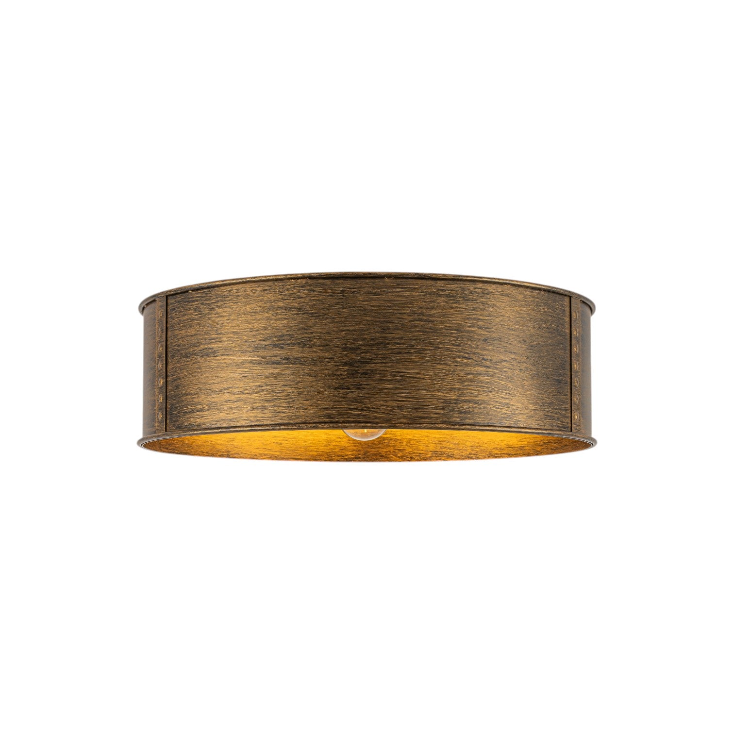 Glowlings 3-Light Industrial Metal Antique Bronze Rustic Drum Flush Mount Ceiling Light