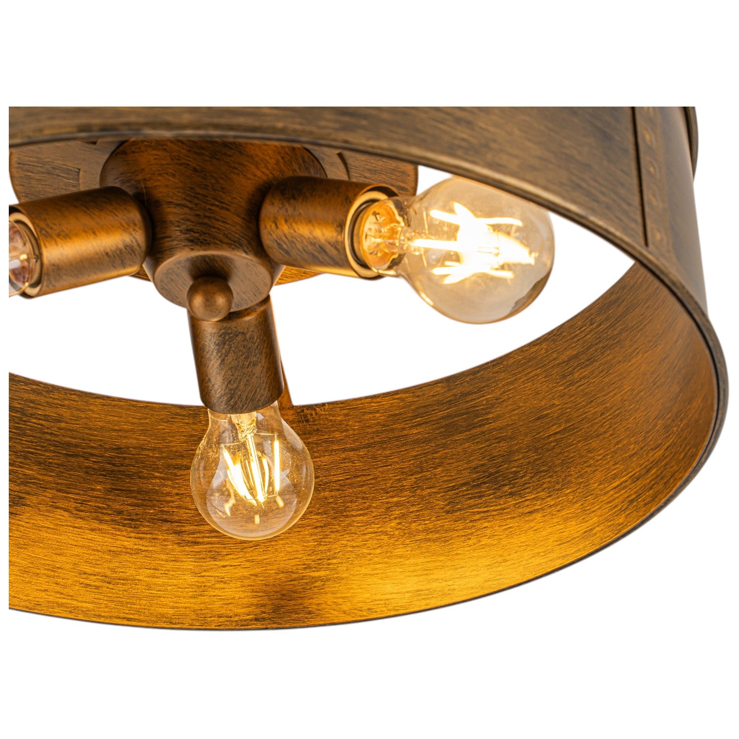 Glowlings 3-Light Industrial Metal Antique Bronze Rustic Drum Flush Mount Ceiling Light