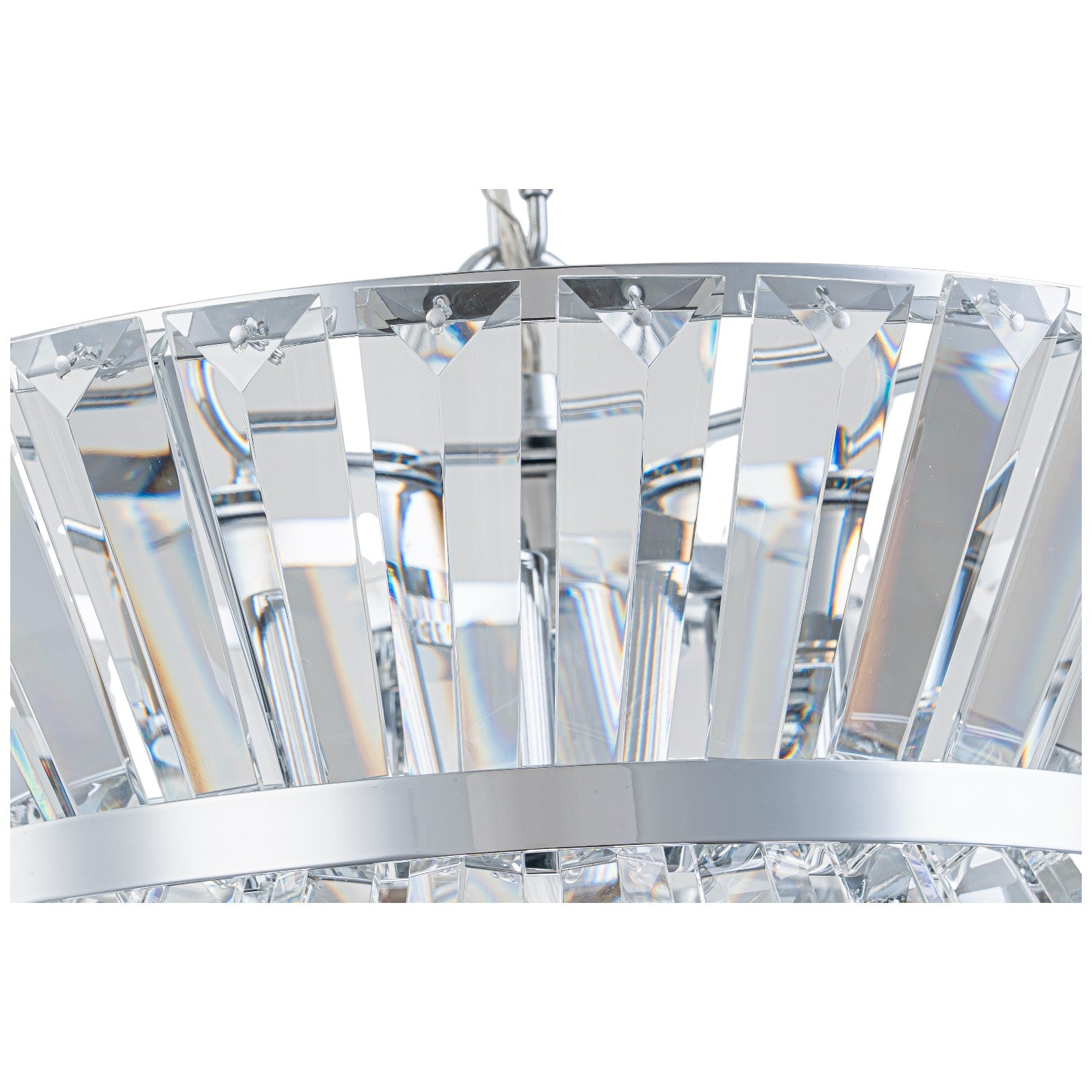 Glowlings 3-Light Luxury 13"Wide Chrome Drum Crystal Chandelier/Ceiling Light