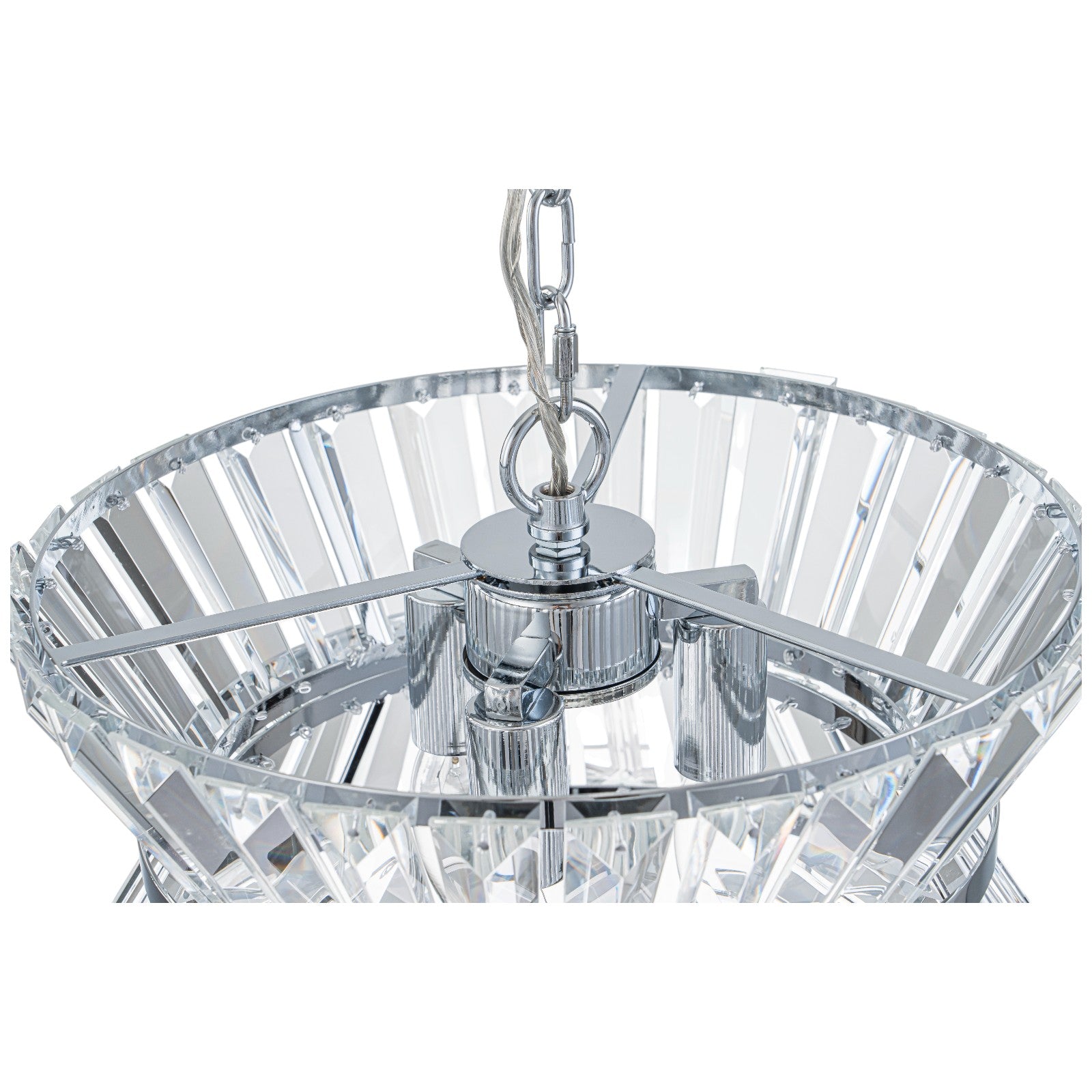 Glowlings 3-Light Luxury 13"Wide Chrome Drum Crystal Chandelier/Ceiling Light