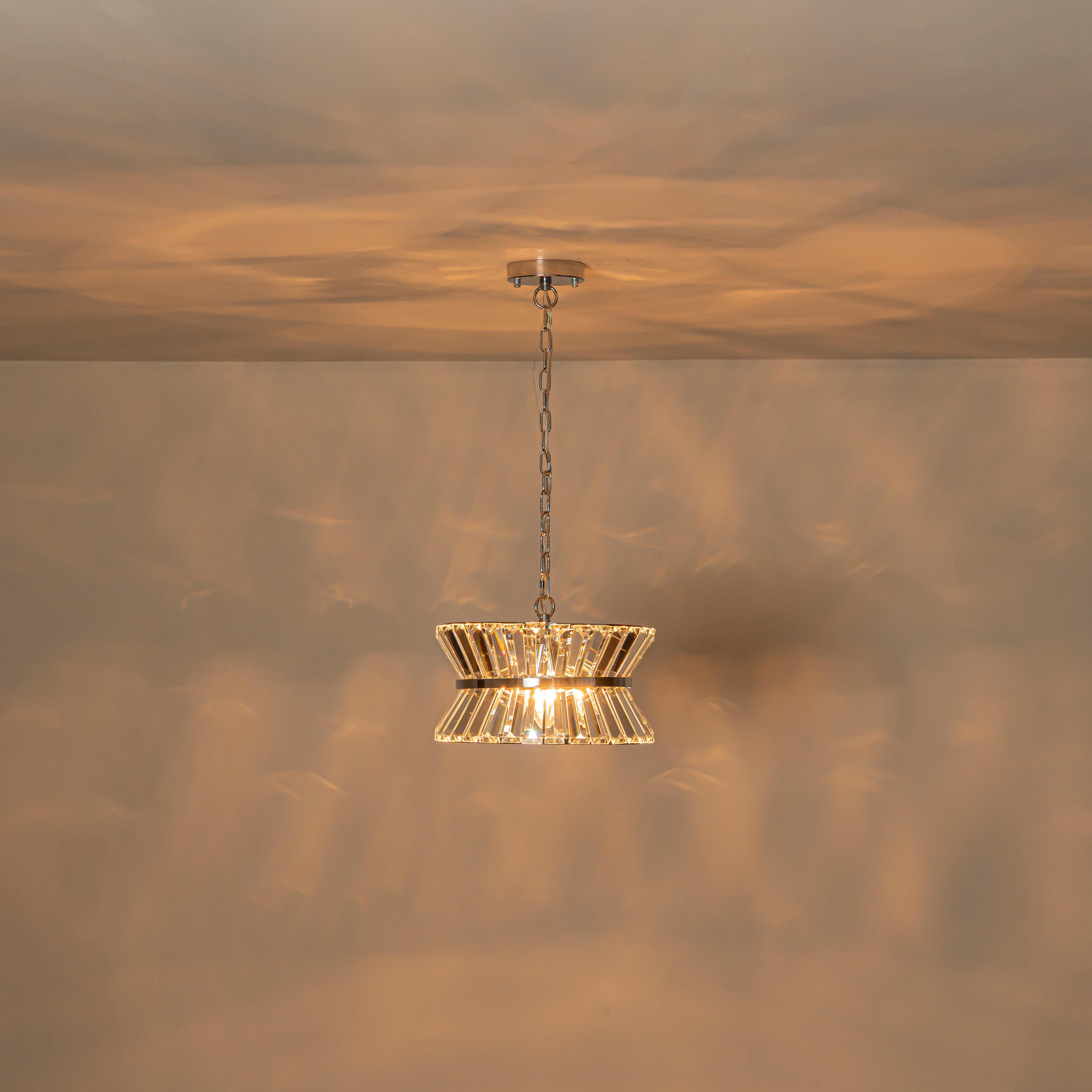 Glowlings 3-Light Luxury 13"Wide Chrome Drum Crystal Chandelier/Ceiling Light