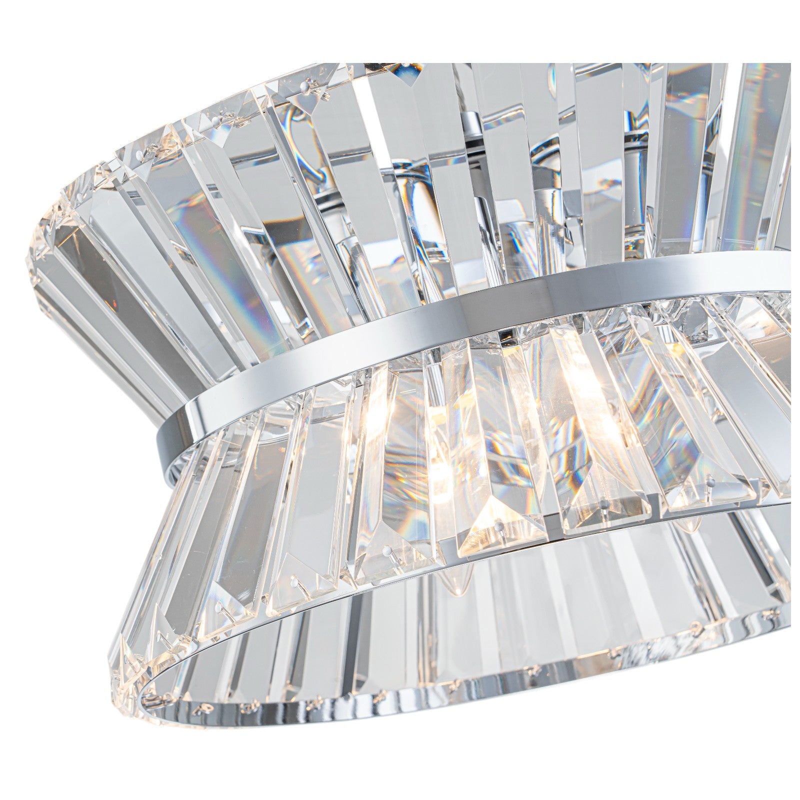 Glowlings 3-Light Luxury 13"Wide Chrome Drum Crystal Chandelier/Ceiling Light