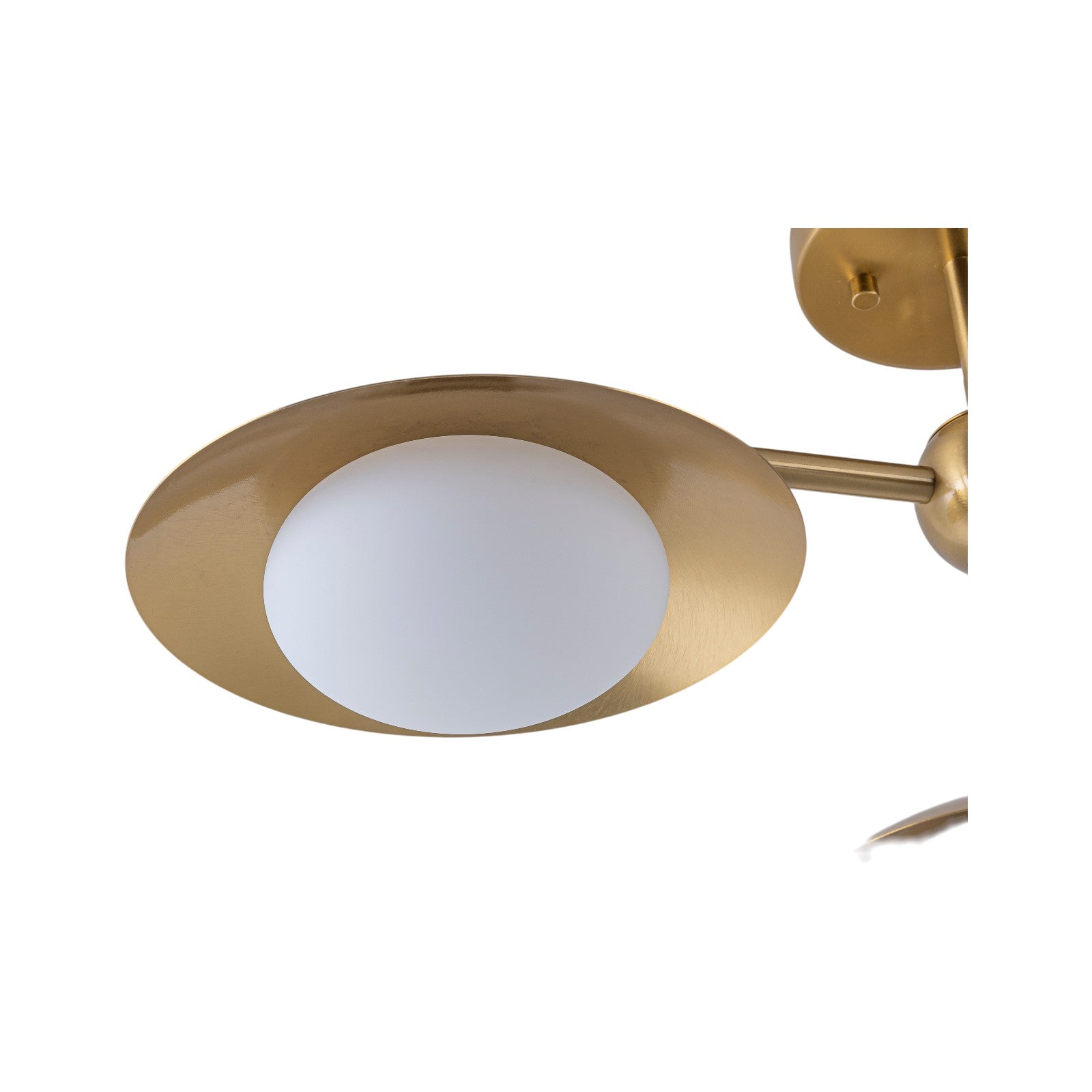 Glowlings 3-Light Mid Century Brass Sputnik Oval Opal Glass Semi Flush Mount Ceiling Light