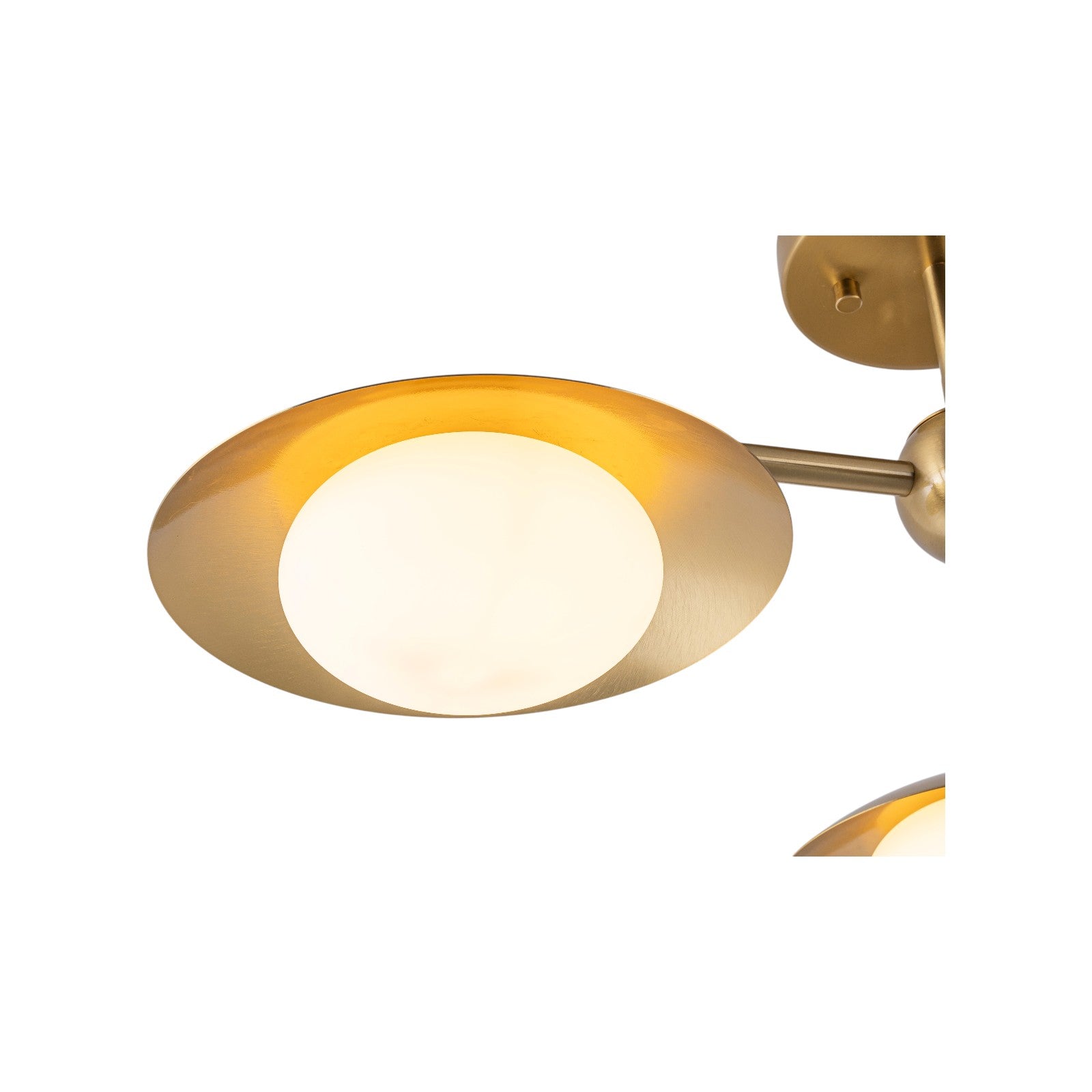 Glowlings 3-Light Mid Century Brass Sputnik Oval Opal Glass Semi Flush Mount Ceiling Light
