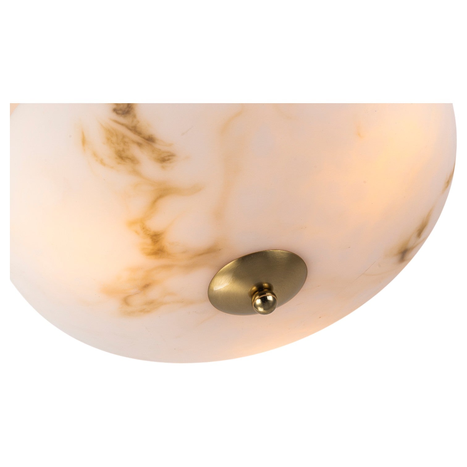 Glowlings 3-Light Mid-Century Brushed Brass Semi-Flush Mount Ceiling Light with Faux Textured Alabaster Glass Bowl Shade