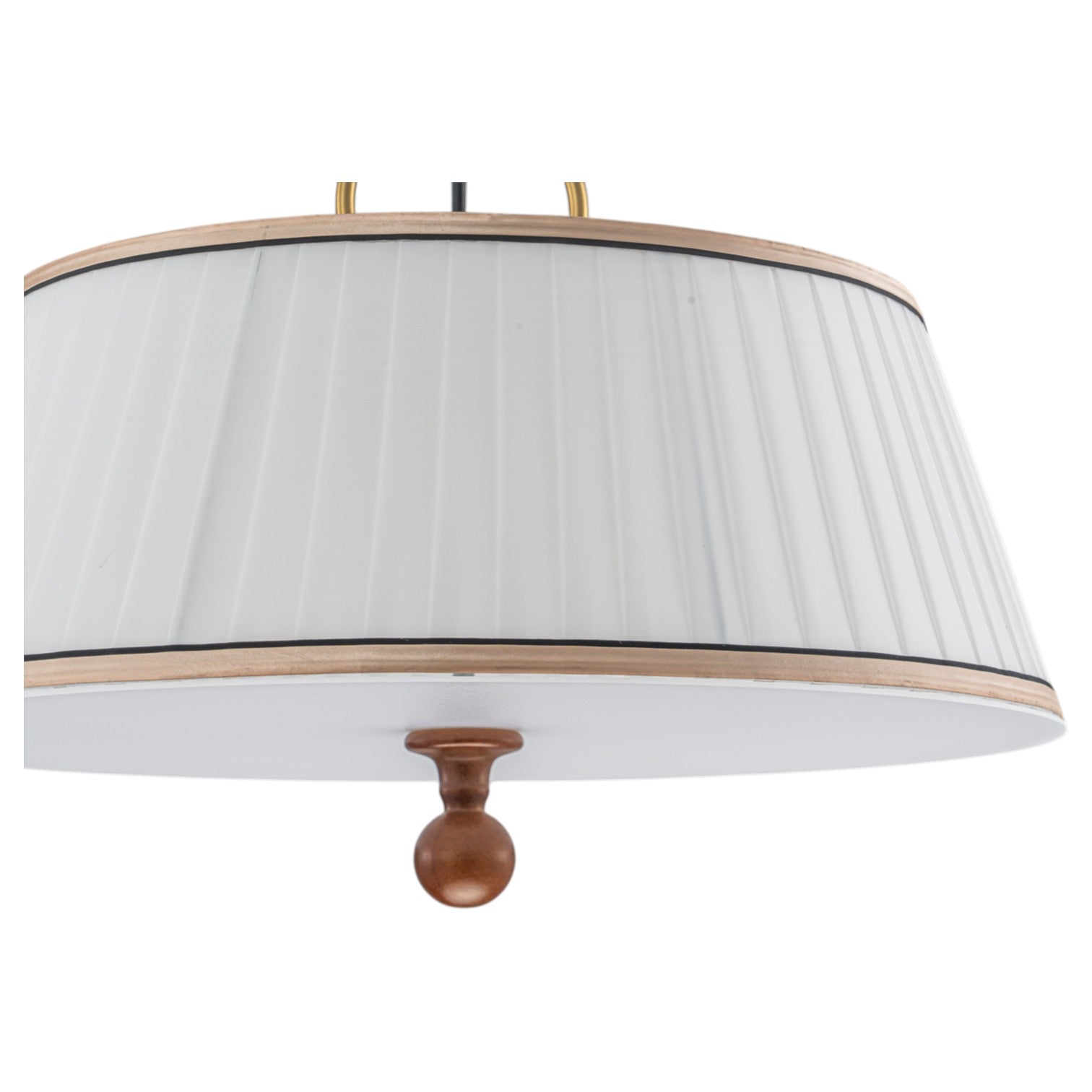 Glowlings 3-Light Mid-Century Modern Brass Drum Pendant Light with Off-White Pleated Fabric Shade