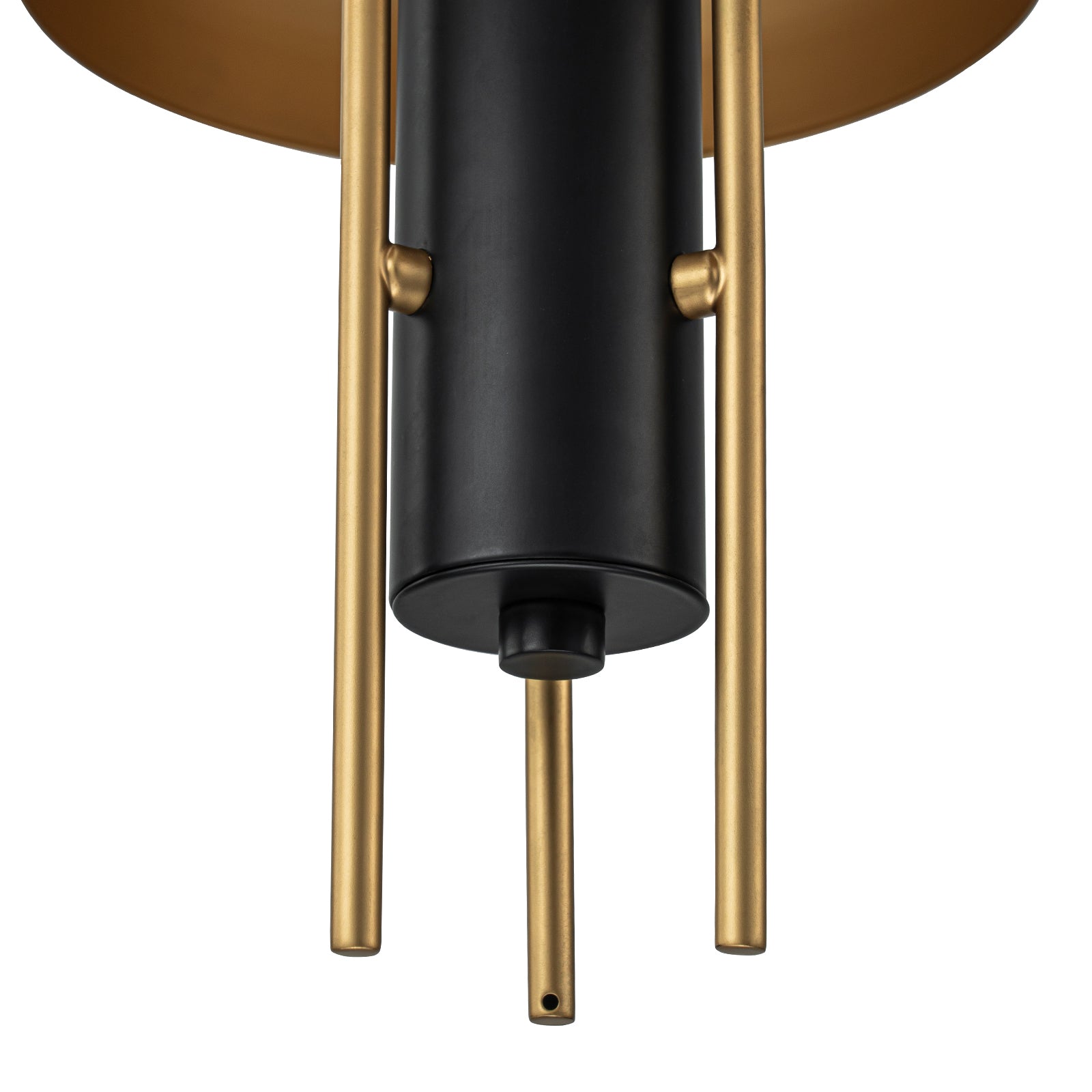 Glowlings 3-flammige, moderne, 61 cm breite, große, blattgoldene Sputnik-Pendelleuchte mit schwarzer Kuppel