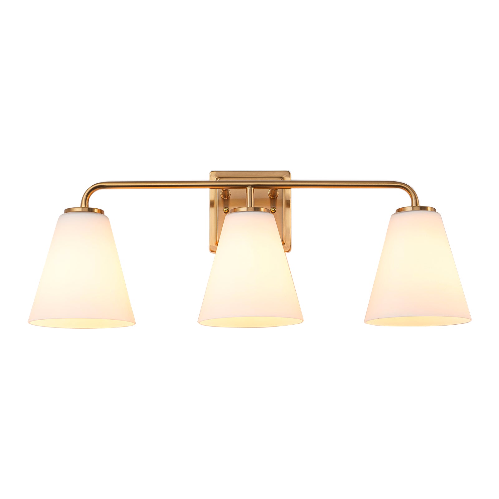 Glowlings 3/4-Light Modern Antique Brass Cone Opal Glass Bathroom Vanity Light