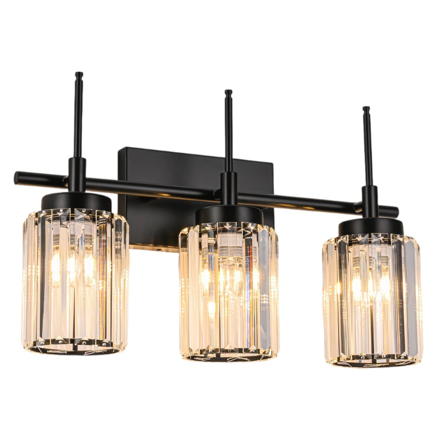 Glowlings 1/2/3/4/5-Light Modern Black/Gold Dimmable Round Crystal Bathroom Vanity Light