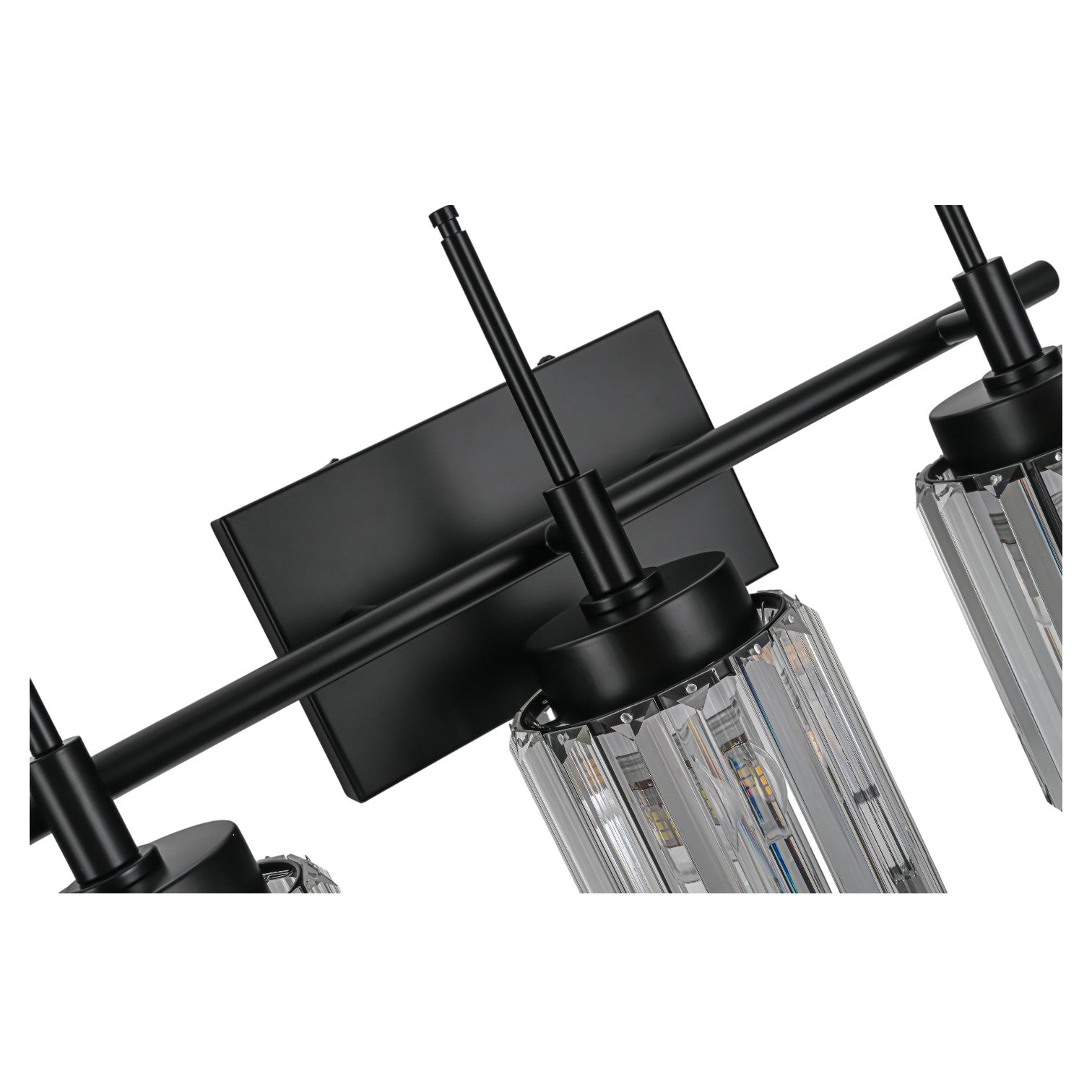 Glowlings 1/2/3/4/5-Light Modern Black/Gold Dimmable Round Crystal Bathroom Vanity Light