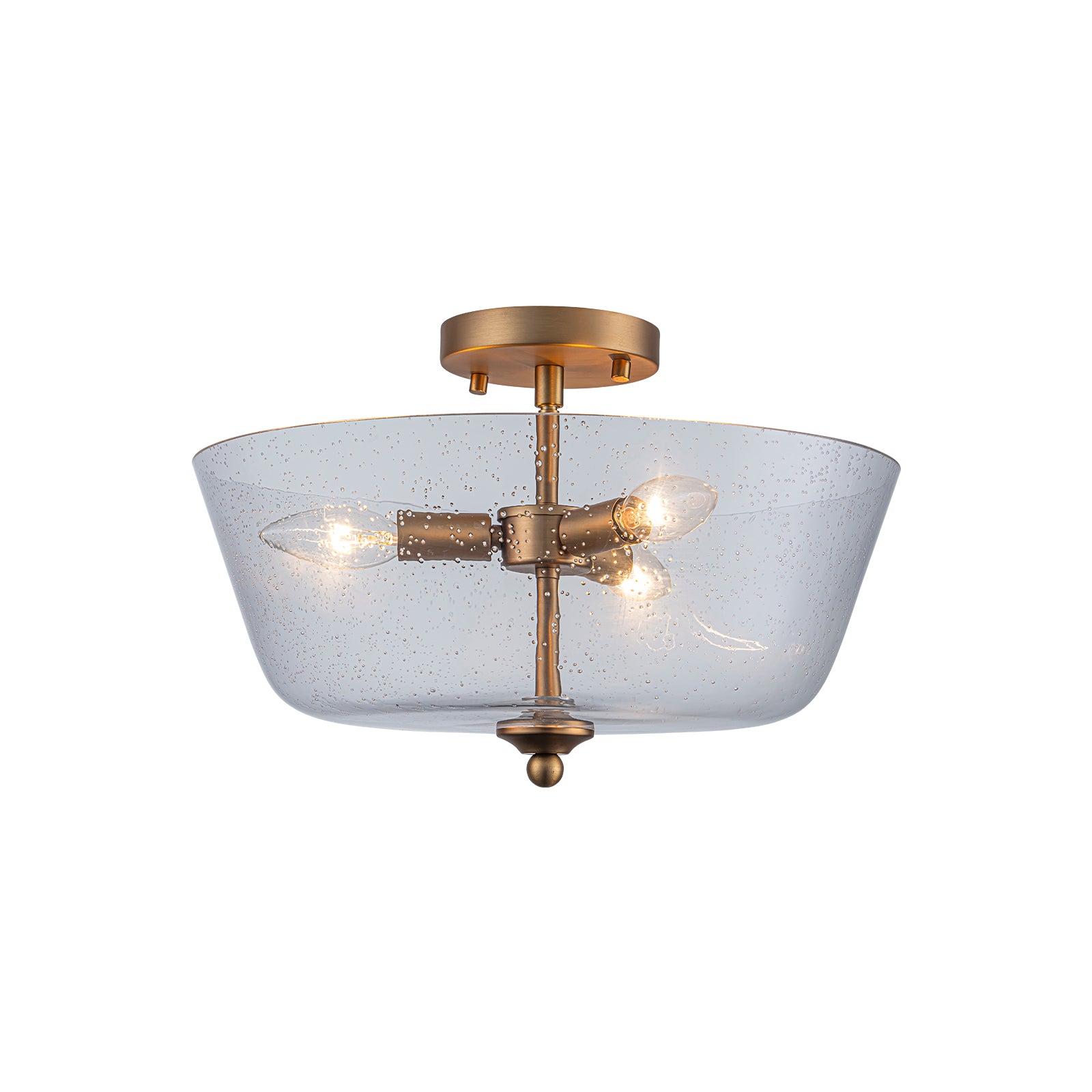 Glowlings 3-Light Modern 15"Wide Bowl Clear Seeded Glass Semi-Flush Mount Ceiling Light