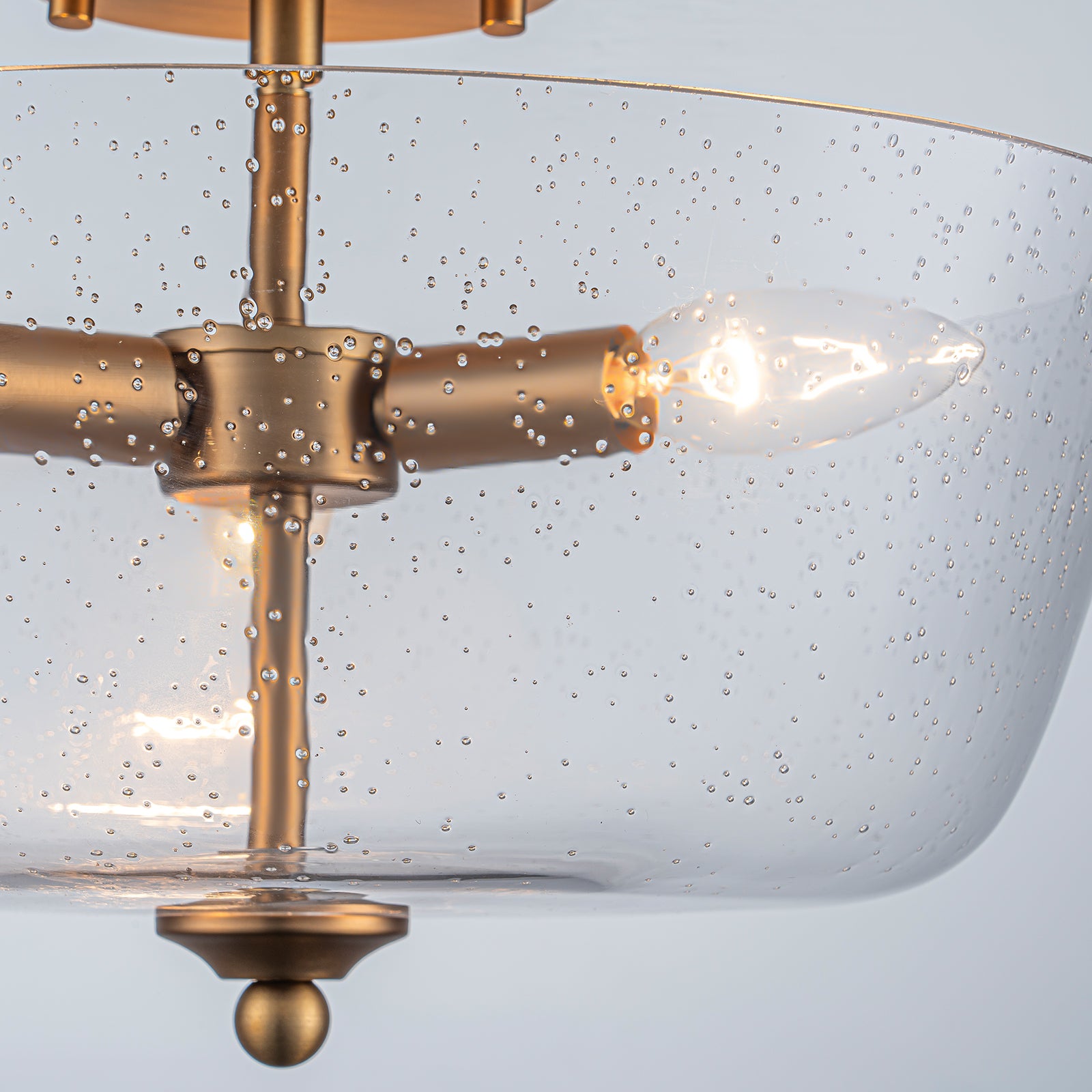 Glowlings 3-Light Modern 15"Wide Bowl Clear Seeded Glass Semi-Flush Mount Ceiling Light