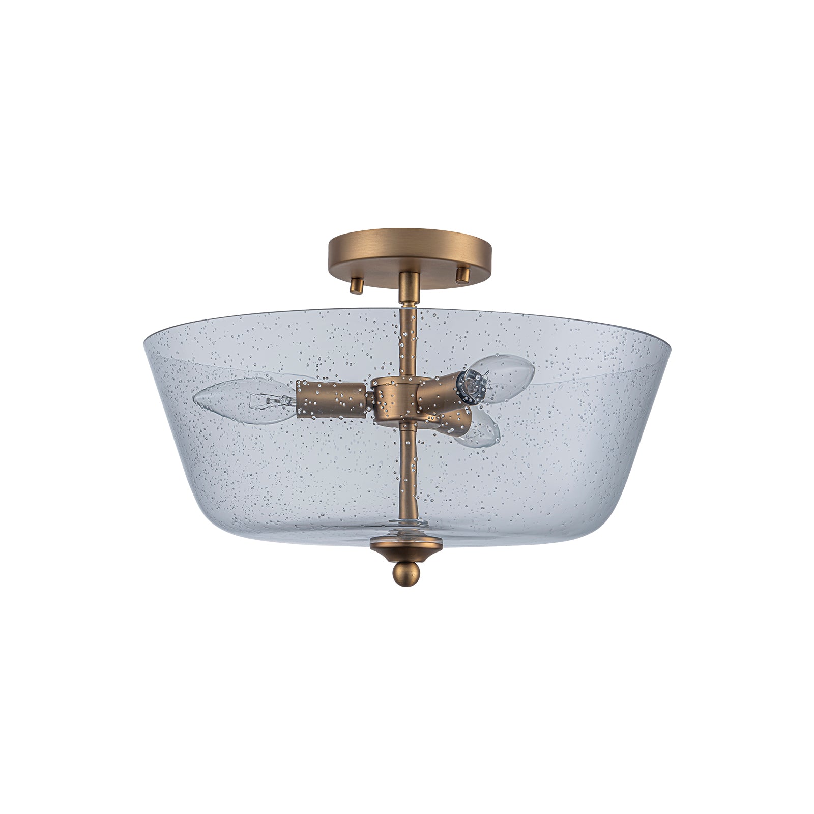 Glowlings 3-Light Modern 15"Wide Bowl Clear Seeded Glass Semi-Flush Mount Ceiling Light