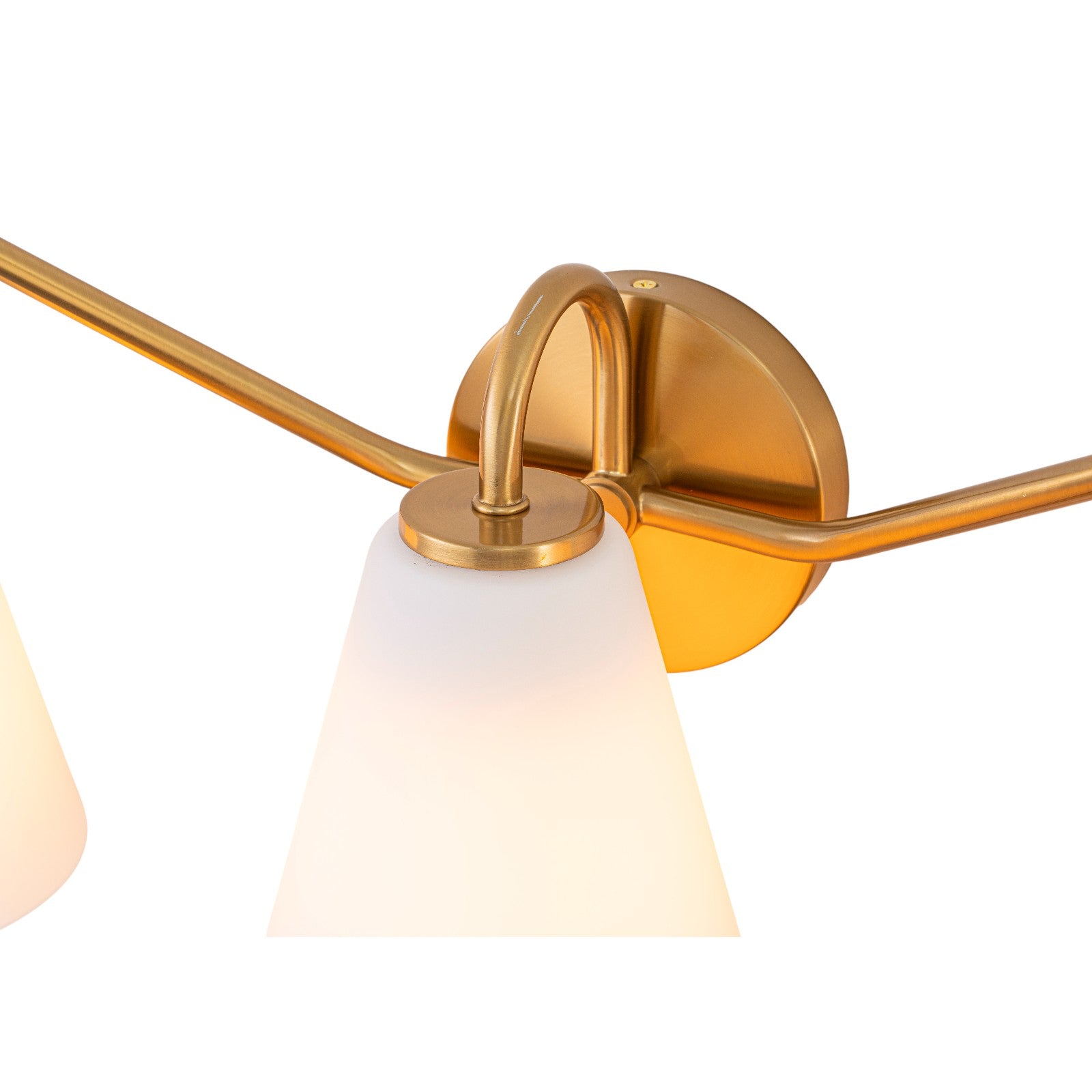 Glowlings 3-Light Modern Brass Cone Opal Glass Bathroom Vanity Wall Sconce