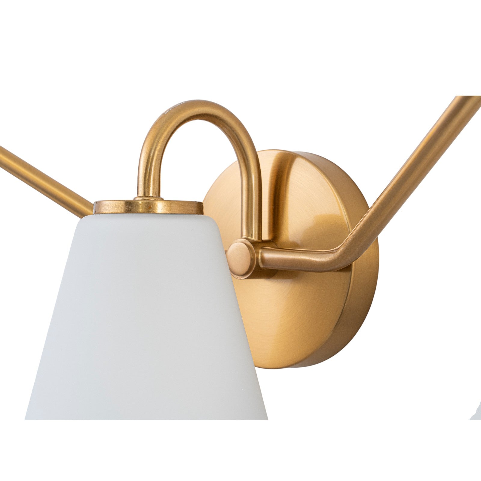 Glowlings 3-Light Modern Brass Cone Opal Glass Bathroom Vanity Wall Sconce