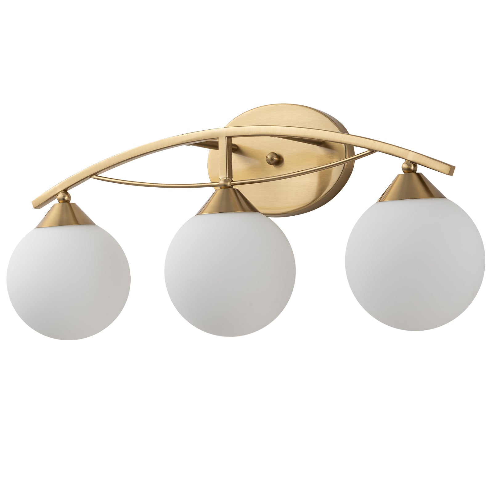 Glowlings 3/4-Light Modern Brass Curve Opal Glass Bathroom Vanity Light