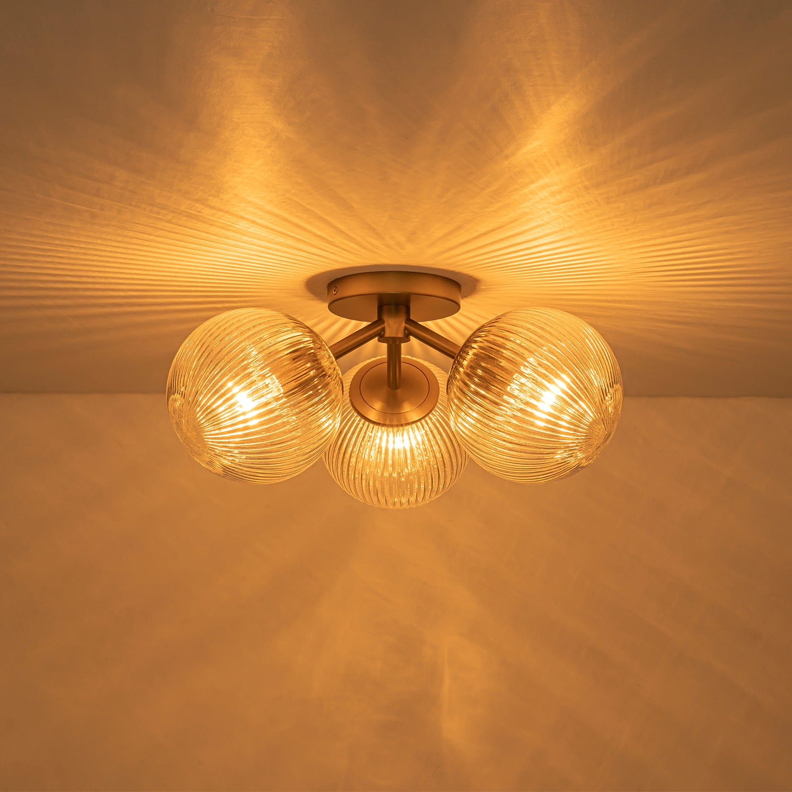 Glowlings 3-Light Modern 18"Wide Globe Glass Sputnik Semi-Flush Mount Ceiling Light