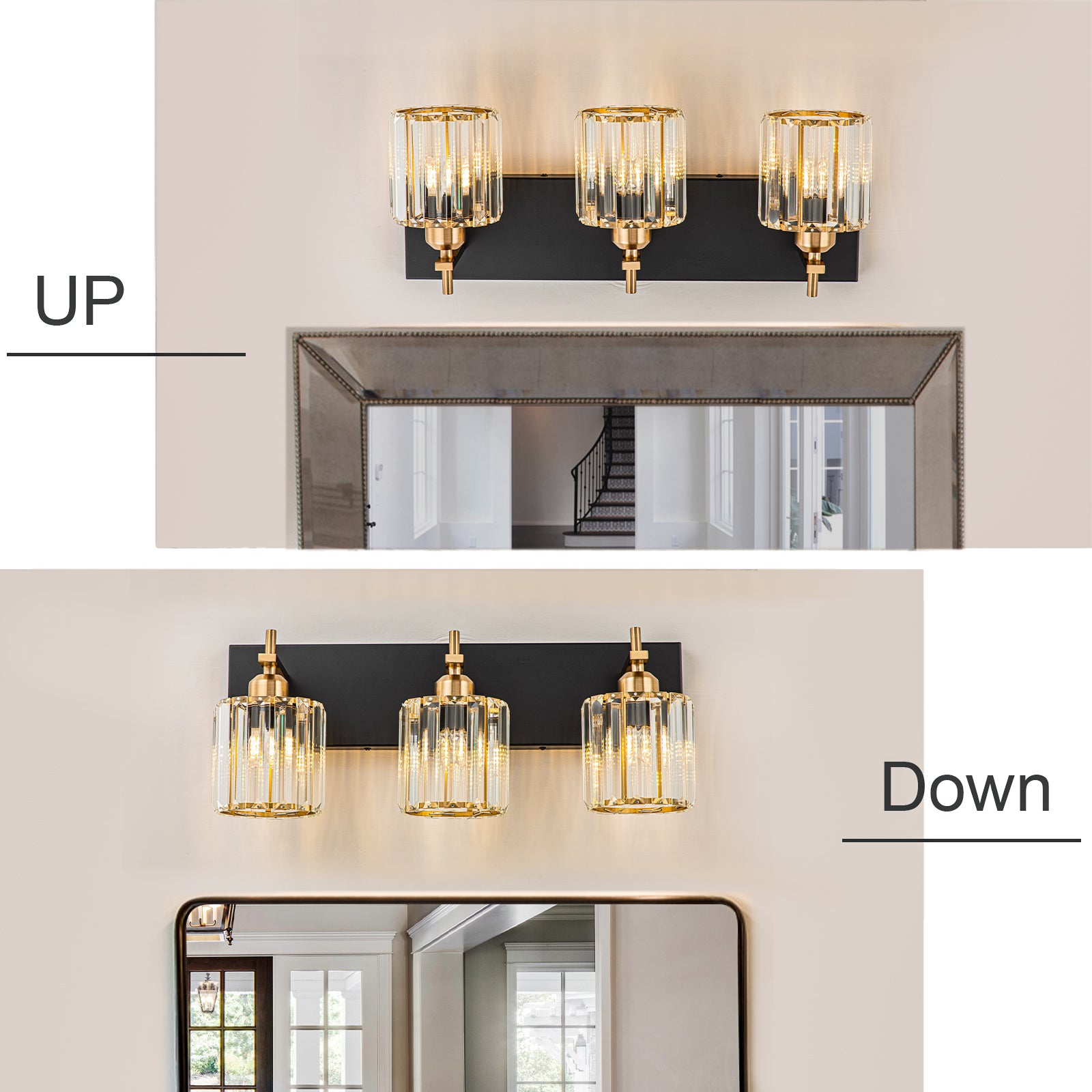 Glowlings 3-Licht 20,5'' Moderne Kristall Quadrat Eitelkeit Licht Für Badezimmer