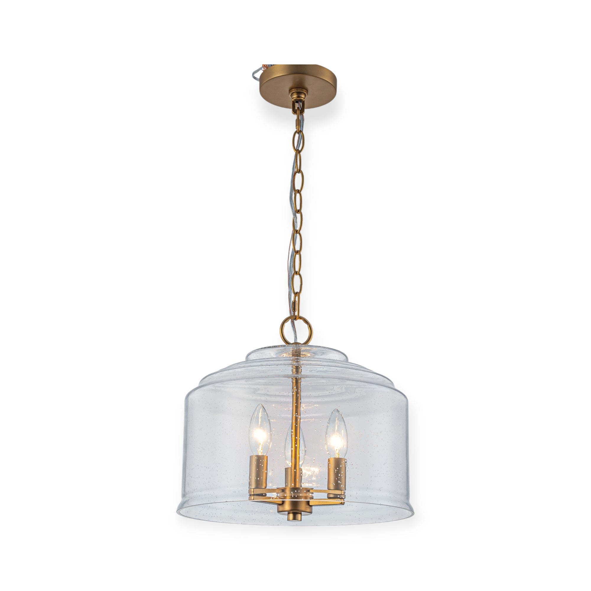 Glowlings 3-Light Modern 13"Wide Dome Clear Seeded Glass Pendant Light