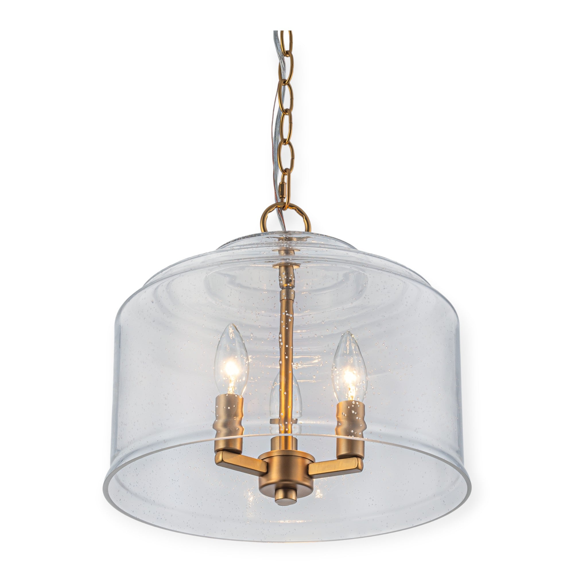 Glowlings 3-Light Modern 13"Wide Dome Clear Seeded Glass Pendant Light