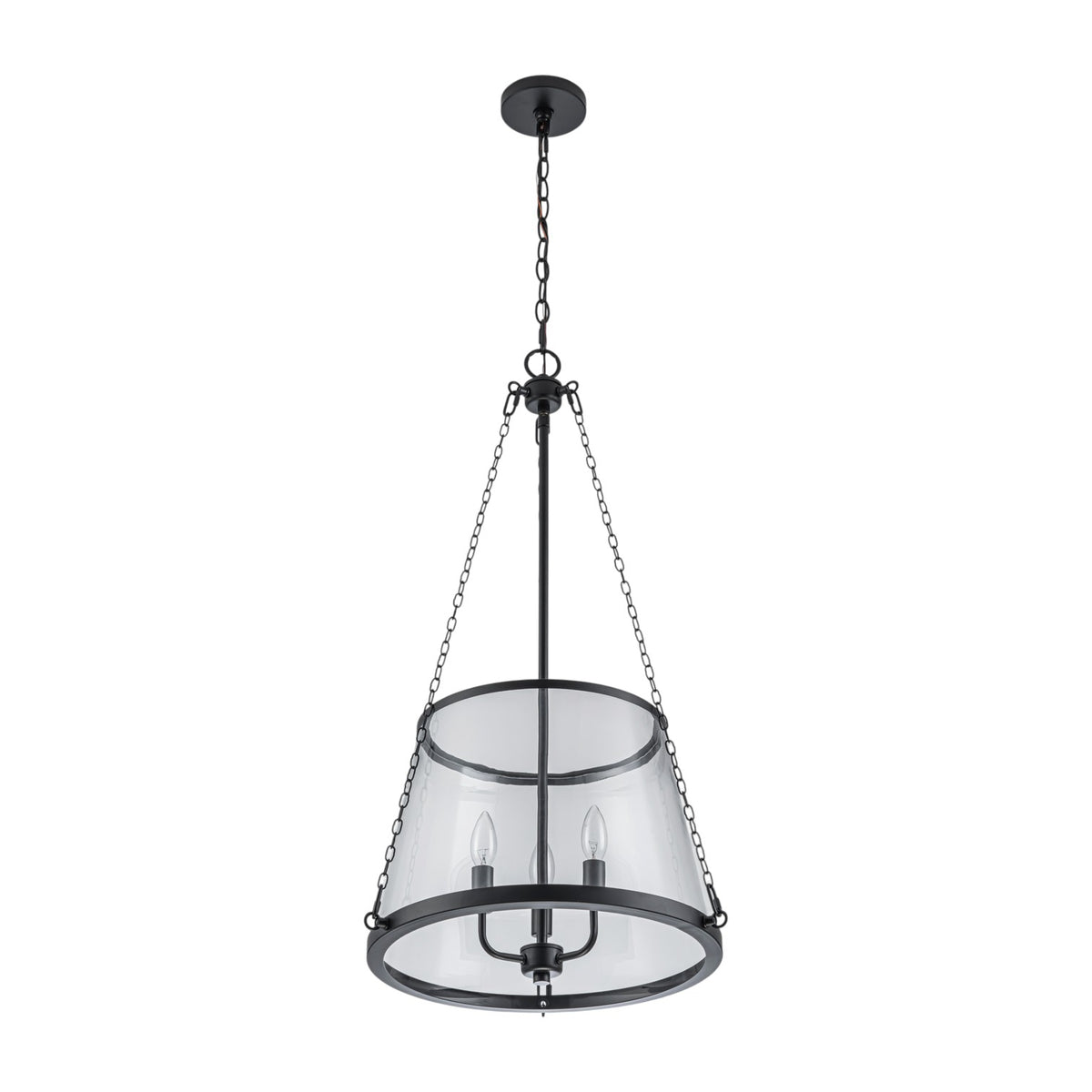 Glowlings 3-Light Modern Farmhouse Gold Pendant Light,Antique Brass Lantern Chandelier with Clear Glass Shade