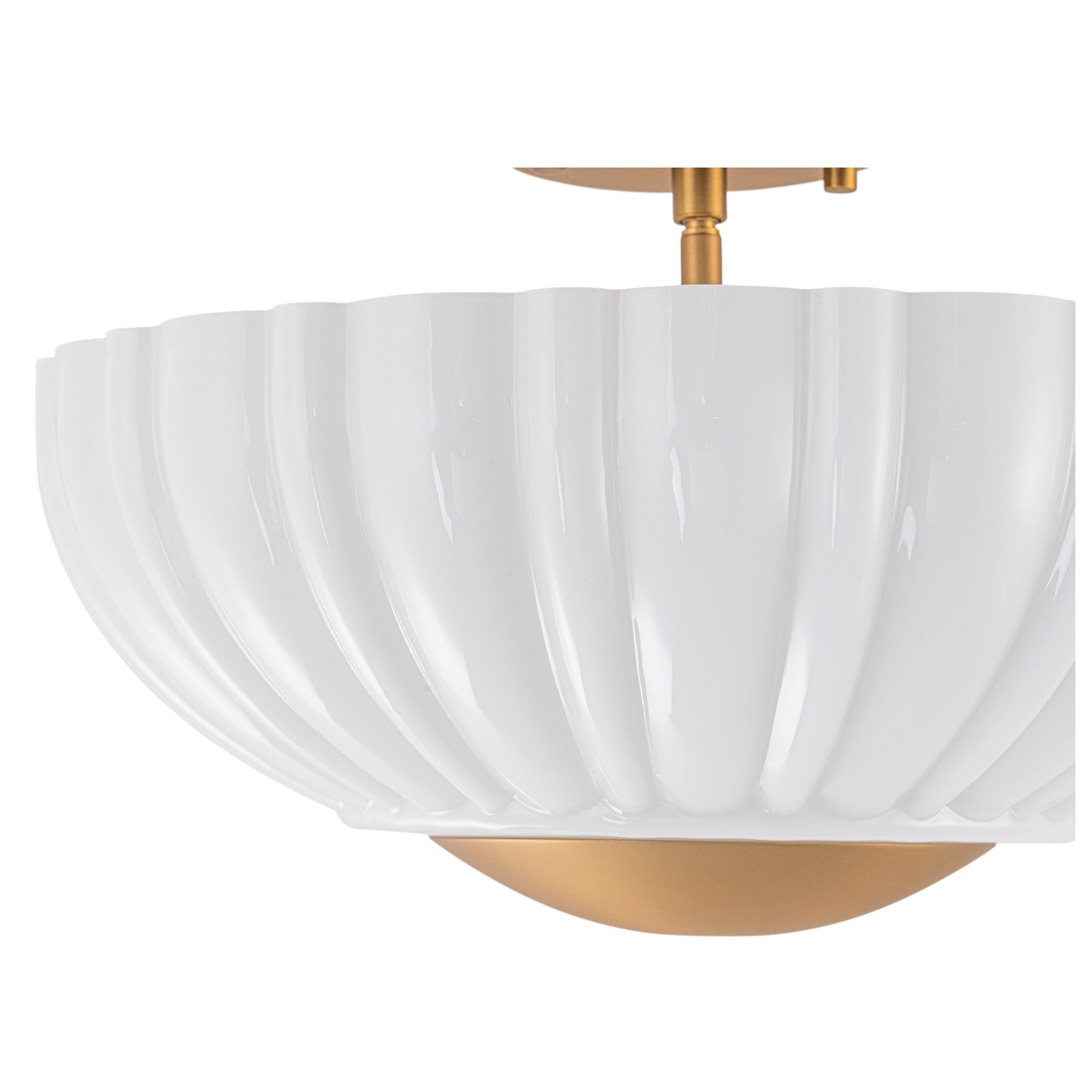 Glowlings 3-Light Modern 15"Wide Brass Flower Shape Opal Glass Semi-Flush Mount Ceiling Light