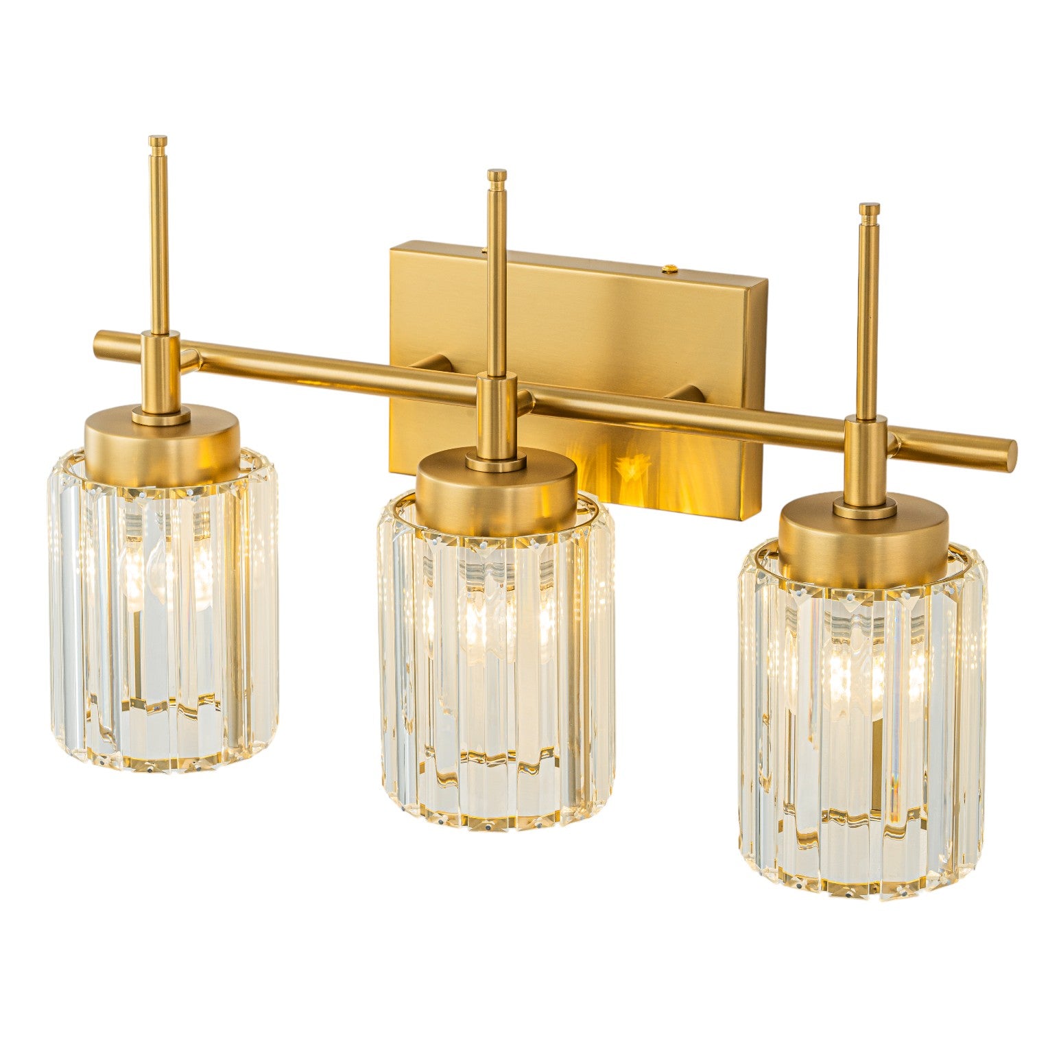 Glowlings 1/2/3/4/5-Light Modern Black/Gold Dimmable Round Crystal Bathroom Vanity Light