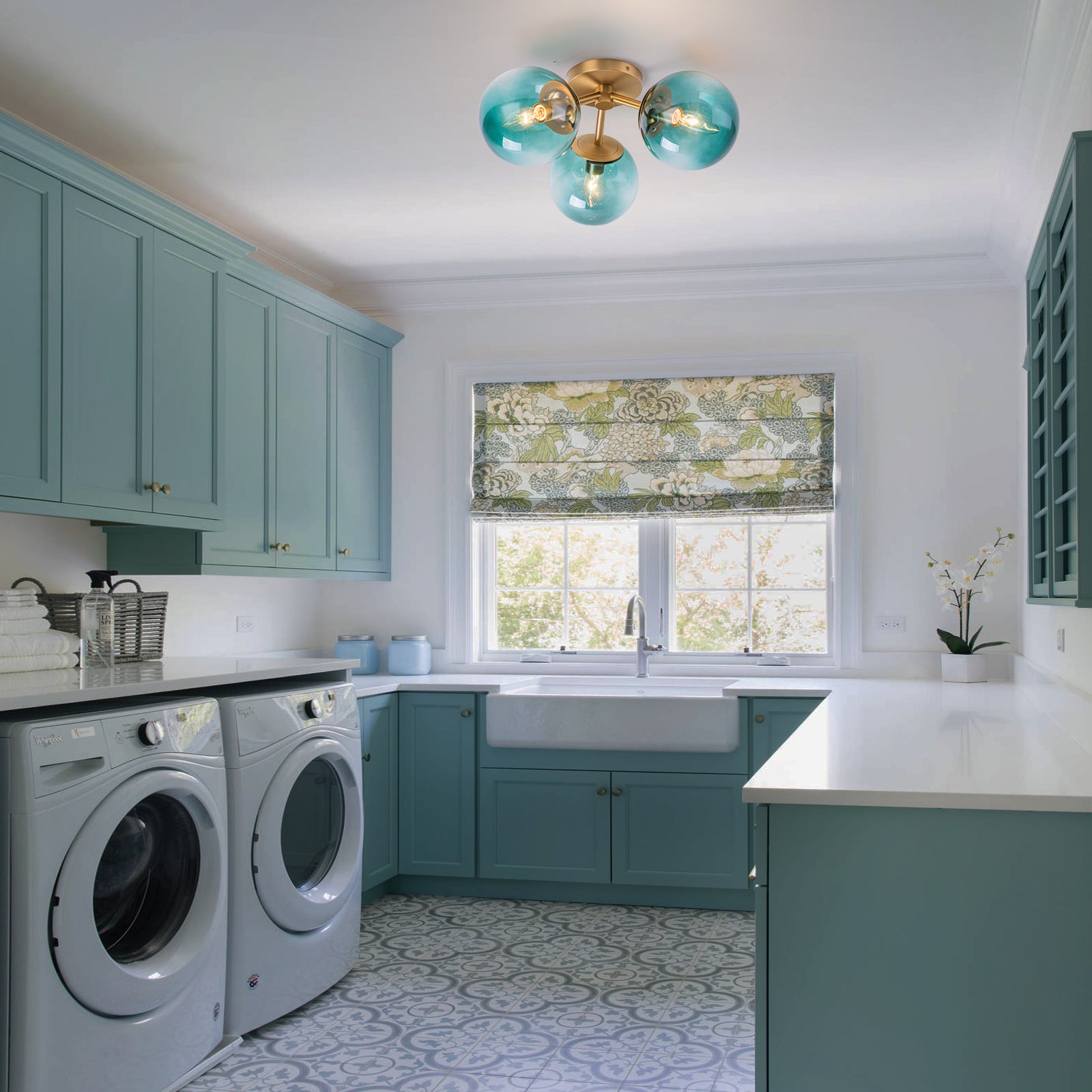 Glowlings 3-Light Modern 18"Wide Globe Glass Sputnik Semi-Flush Mount Ceiling Light