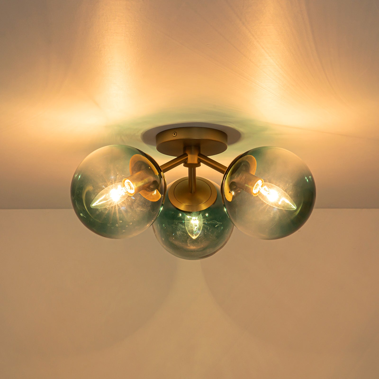 Glowlings 3-Light Modern 18"Wide Globe Glass Sputnik Semi-Flush Mount Ceiling Light